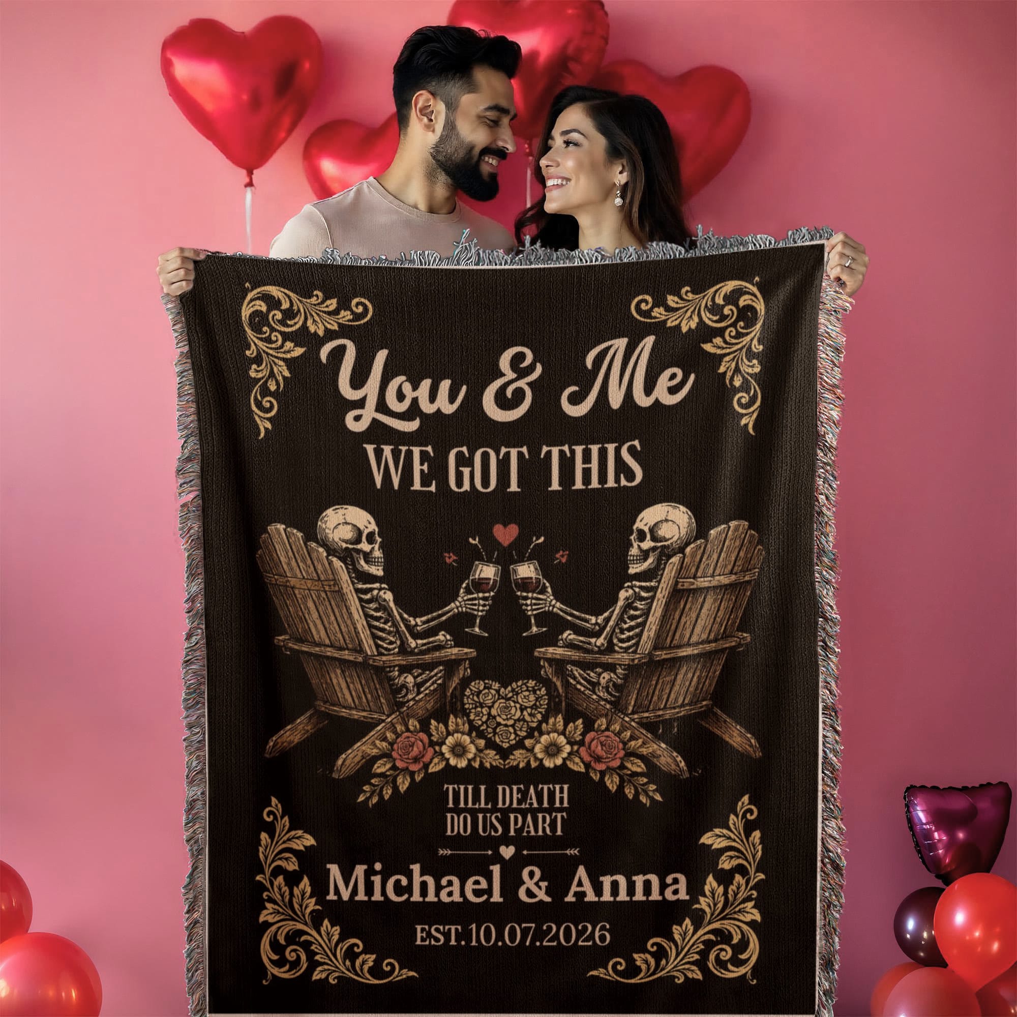 Throw Blankets Personalized Couple Woven Blanket | Till Death Do Us Part Skeleton Blanket | Custom Name Anniversary Throw |Personalized Couple Blanket Personalized Couple Woven Blanket | Till Death Do Us Part Skeleton Blanket | Custom Name Anniversary Throw |Personalized Couple Blanket