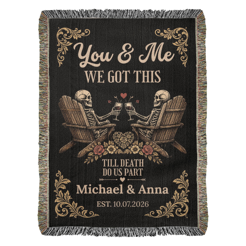 Throw Blankets Personalized Couple Woven Blanket | Till Death Do Us Part Skeleton Blanket | Custom Name Anniversary Throw |Personalized Couple Blanket Personalized Couple Woven Blanket | Till Death Do Us Part Skeleton Blanket | Custom Name Anniversary Throw |Personalized Couple Blanket