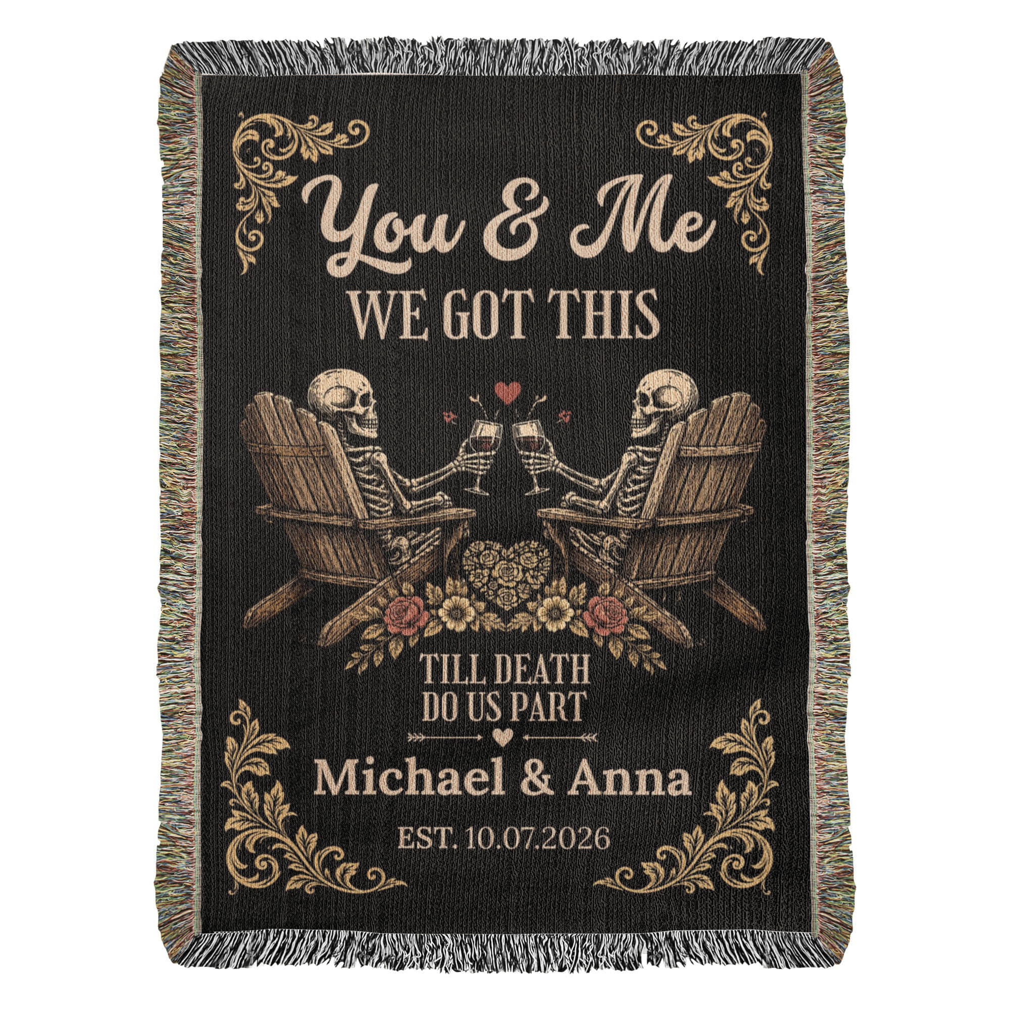 Throw Blankets Personalized Couple Woven Blanket | Till Death Do Us Part Skeleton Blanket | Custom Name Anniversary Throw |Personalized Couple Blanket Personalized Couple Woven Blanket | Till Death Do Us Part Skeleton Blanket | Custom Name Anniversary Throw |Personalized Couple Blanket