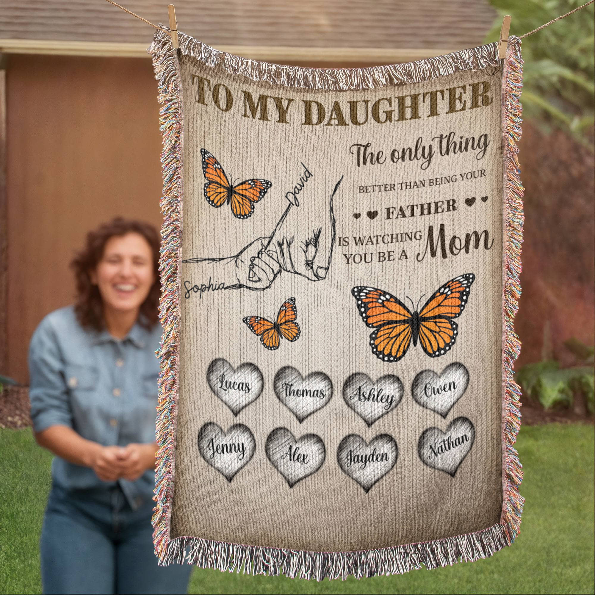 Blankets Personalized Daughter Woven Blanket – Custom Father to Daughter Gift Blanket with Names and Heartfelt Message Personalized Daughter Woven Blanket – Custom Father to Daughter Gift Blanket with Names and Heartfelt Message
