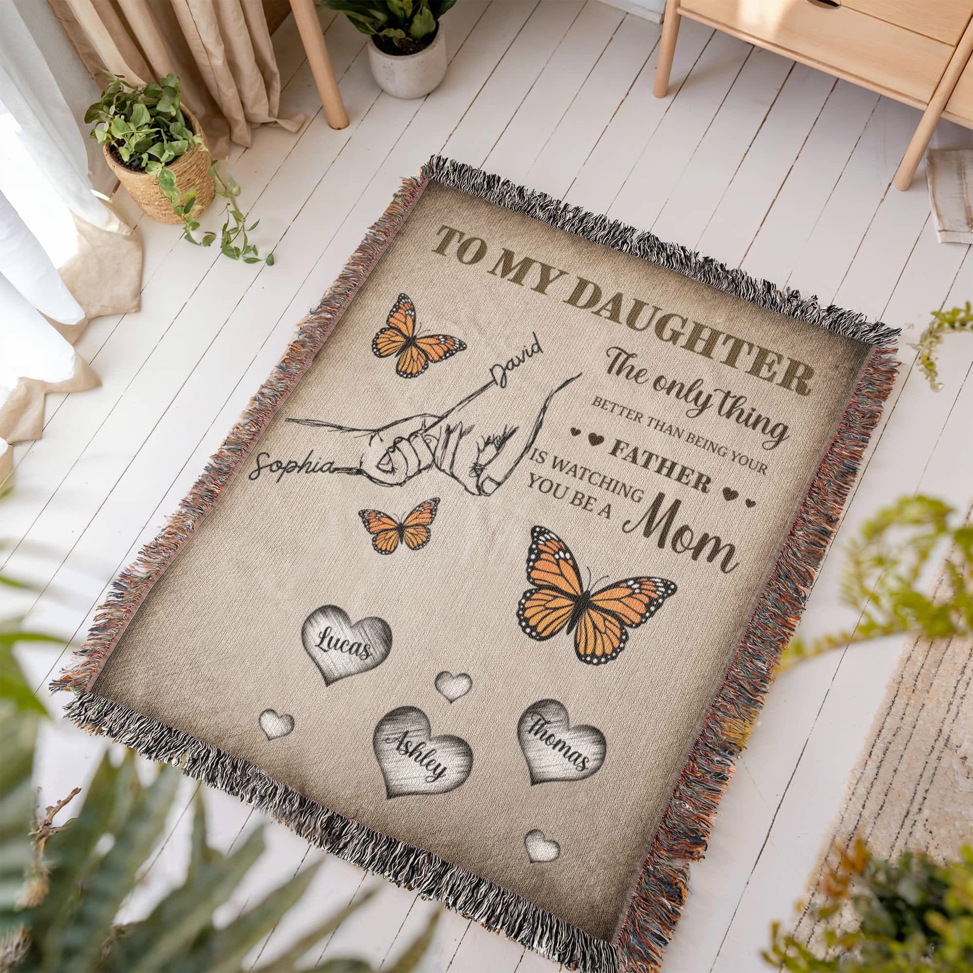 Blankets Personalized Daughter Woven Blanket – Custom Father to Daughter Gift Blanket with Names and Heartfelt Message Personalized Daughter Woven Blanket – Custom Father to Daughter Gift Blanket with Names and Heartfelt Message