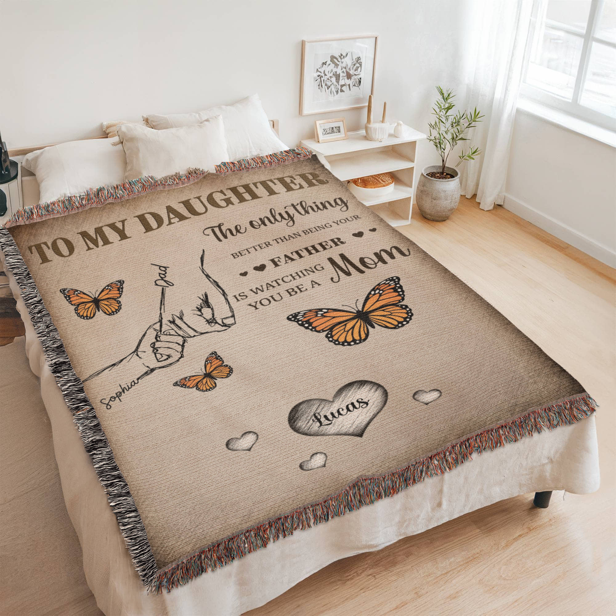 Blankets Personalized Daughter Woven Blanket – Custom Father to Daughter Gift Blanket with Names and Heartfelt Message Personalized Daughter Woven Blanket – Custom Father to Daughter Gift Blanket with Names and Heartfelt Message