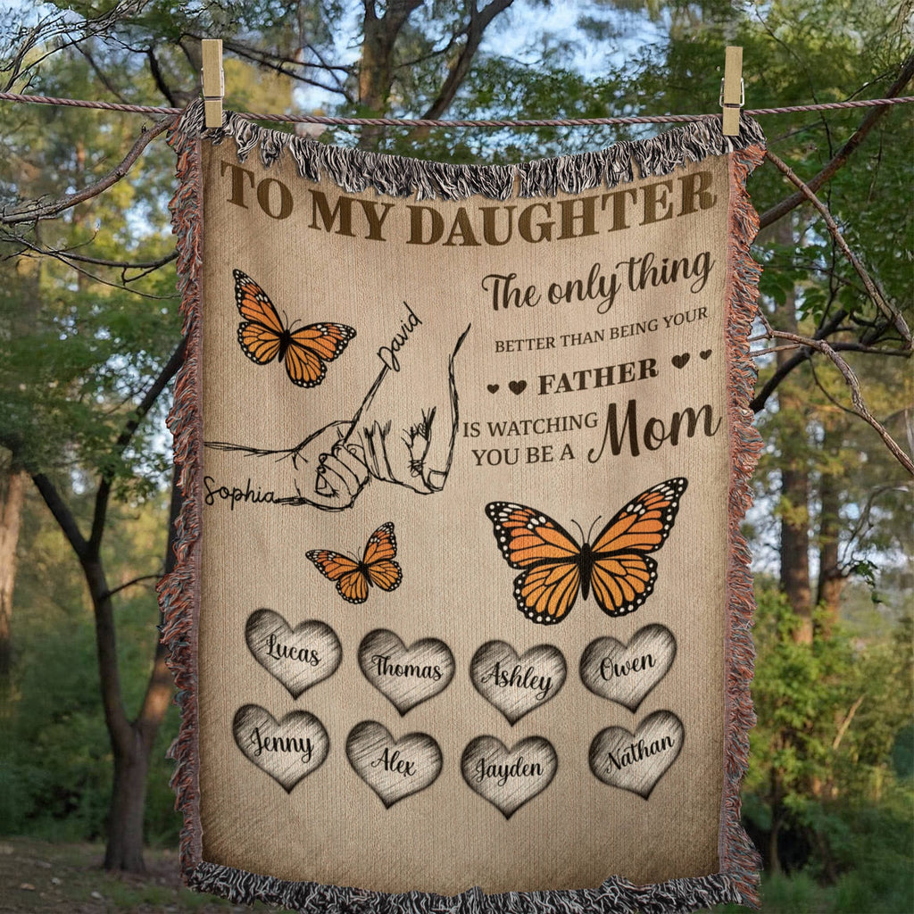 Blankets Personalized Daughter Woven Blanket – Custom Father to Daughter Gift Blanket with Names and Heartfelt Message Personalized Daughter Woven Blanket – Custom Father to Daughter Gift Blanket with Names and Heartfelt Message
