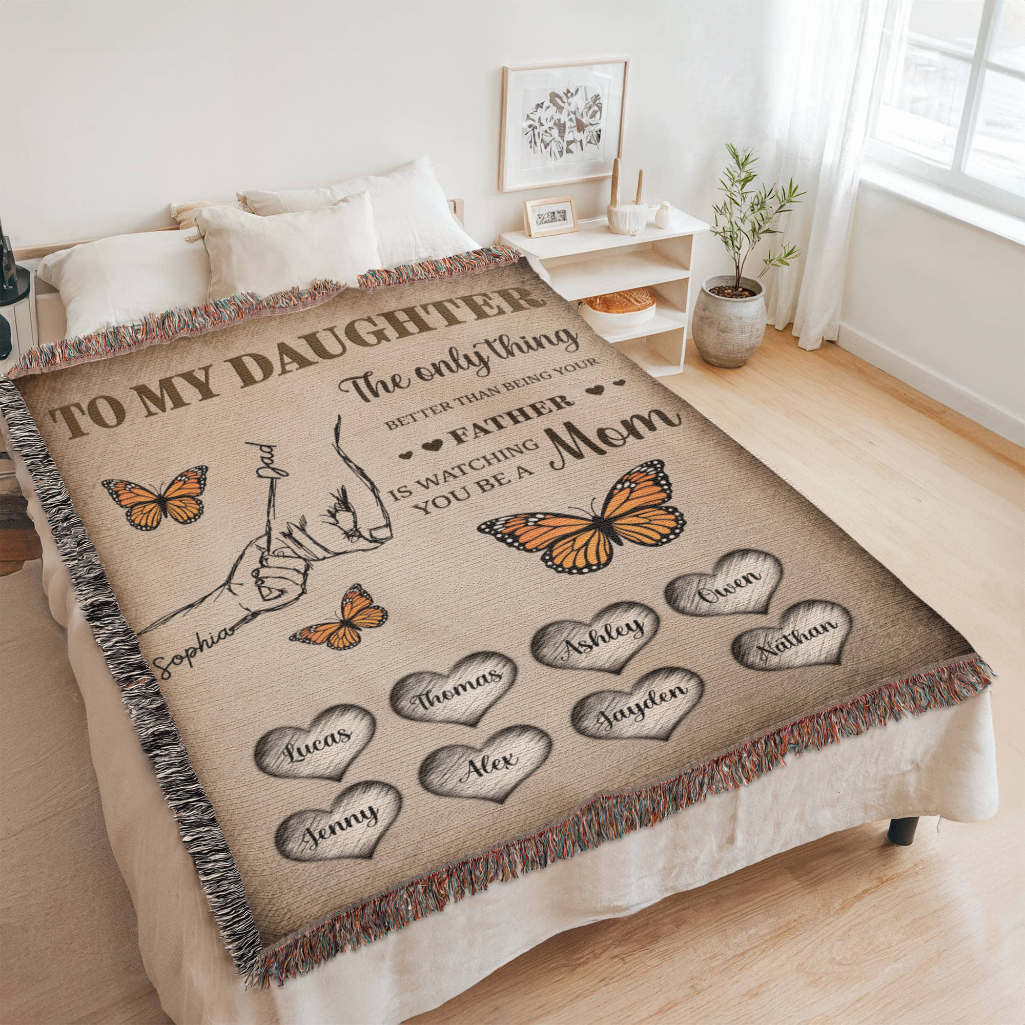 Blankets Personalized Daughter Woven Blanket – Custom Father to Daughter Gift Blanket with Names and Heartfelt Message Personalized Daughter Woven Blanket – Custom Father to Daughter Gift Blanket with Names and Heartfelt Message