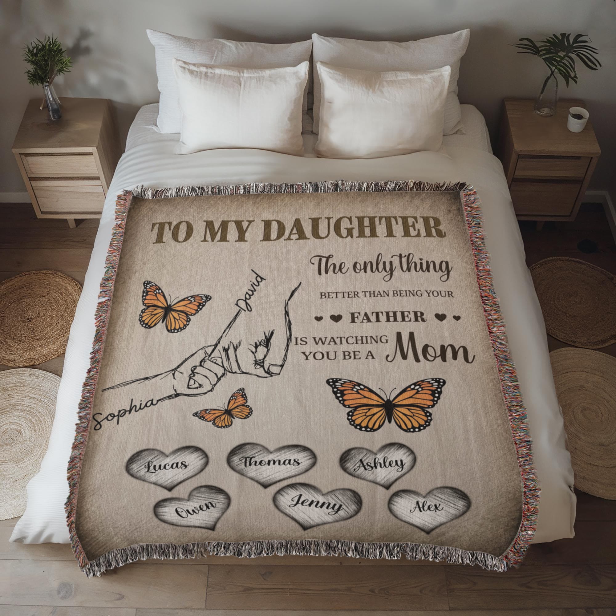 Blankets Personalized Daughter Woven Blanket – Custom Father to Daughter Gift Blanket with Names and Heartfelt Message Personalized Daughter Woven Blanket – Custom Father to Daughter Gift Blanket with Names and Heartfelt Message