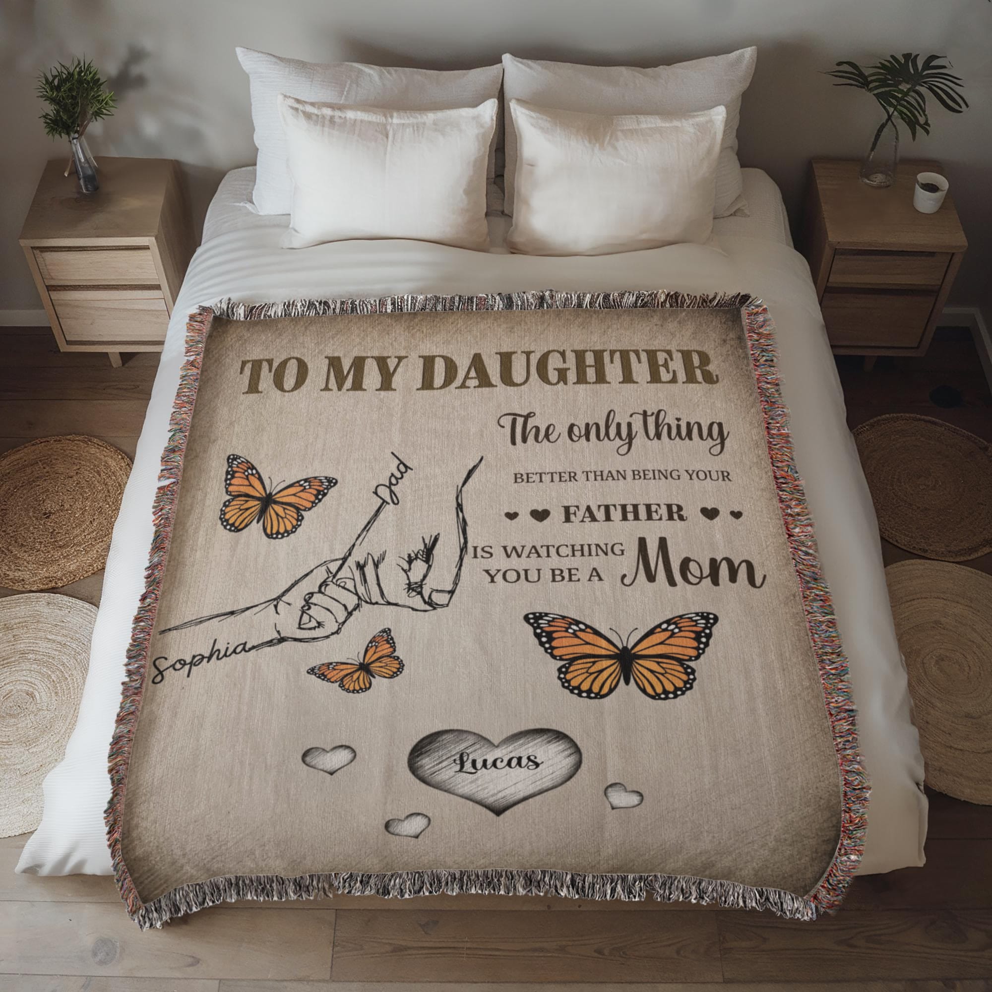 Blankets Personalized Daughter Woven Blanket – Custom Father to Daughter Gift Blanket with Names and Heartfelt Message Personalized Daughter Woven Blanket – Custom Father to Daughter Gift Blanket with Names and Heartfelt Message
