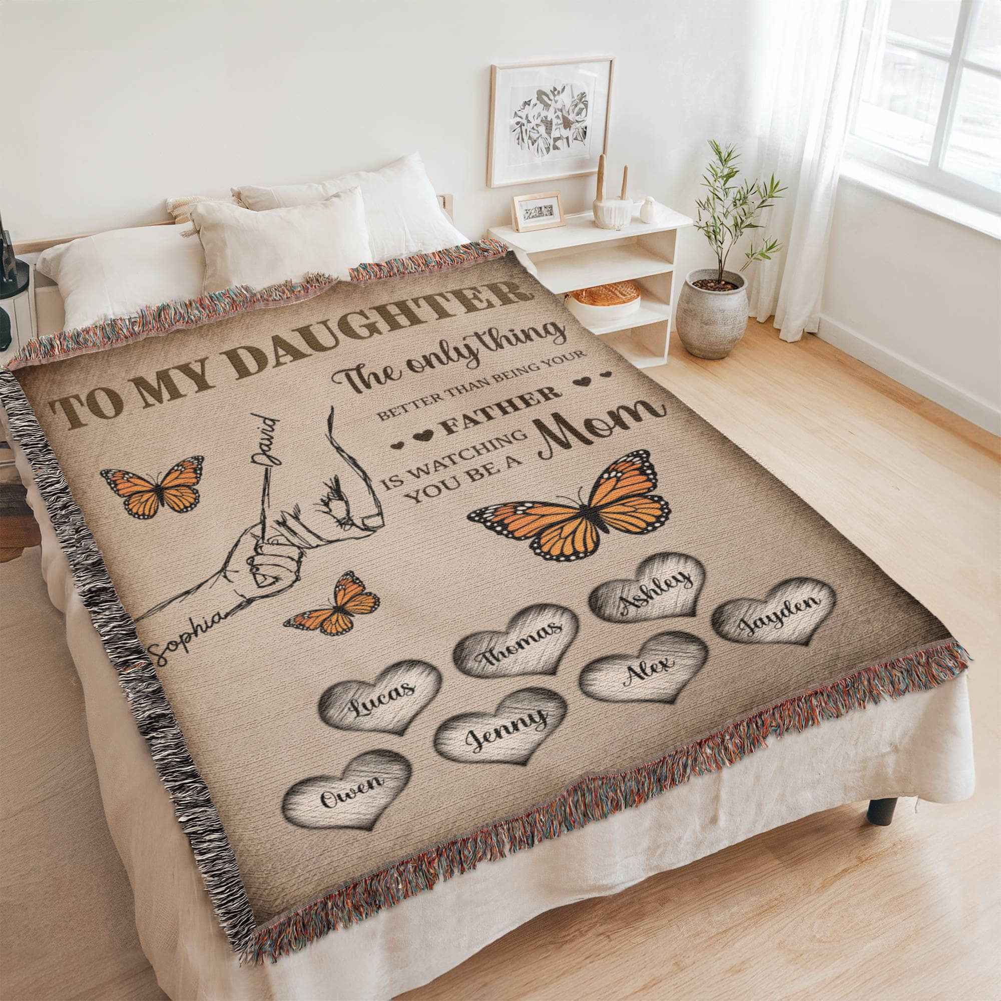 Blankets Personalized Daughter Woven Blanket – Custom Father to Daughter Gift Blanket with Names and Heartfelt Message Personalized Daughter Woven Blanket – Custom Father to Daughter Gift Blanket with Names and Heartfelt Message