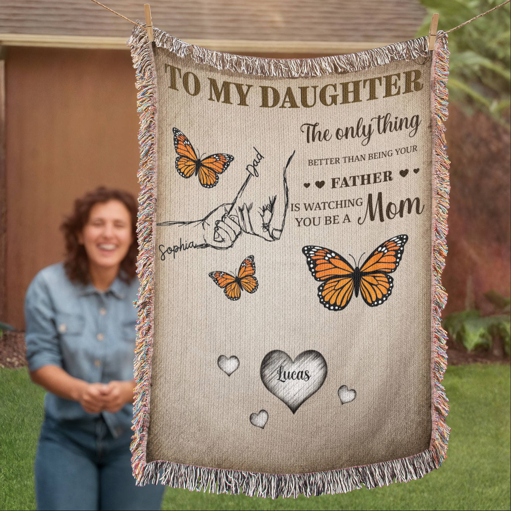 Blankets Personalized Daughter Woven Blanket – Custom Father to Daughter Gift Blanket with Names and Heartfelt Message Personalized Daughter Woven Blanket – Custom Father to Daughter Gift Blanket with Names and Heartfelt Message