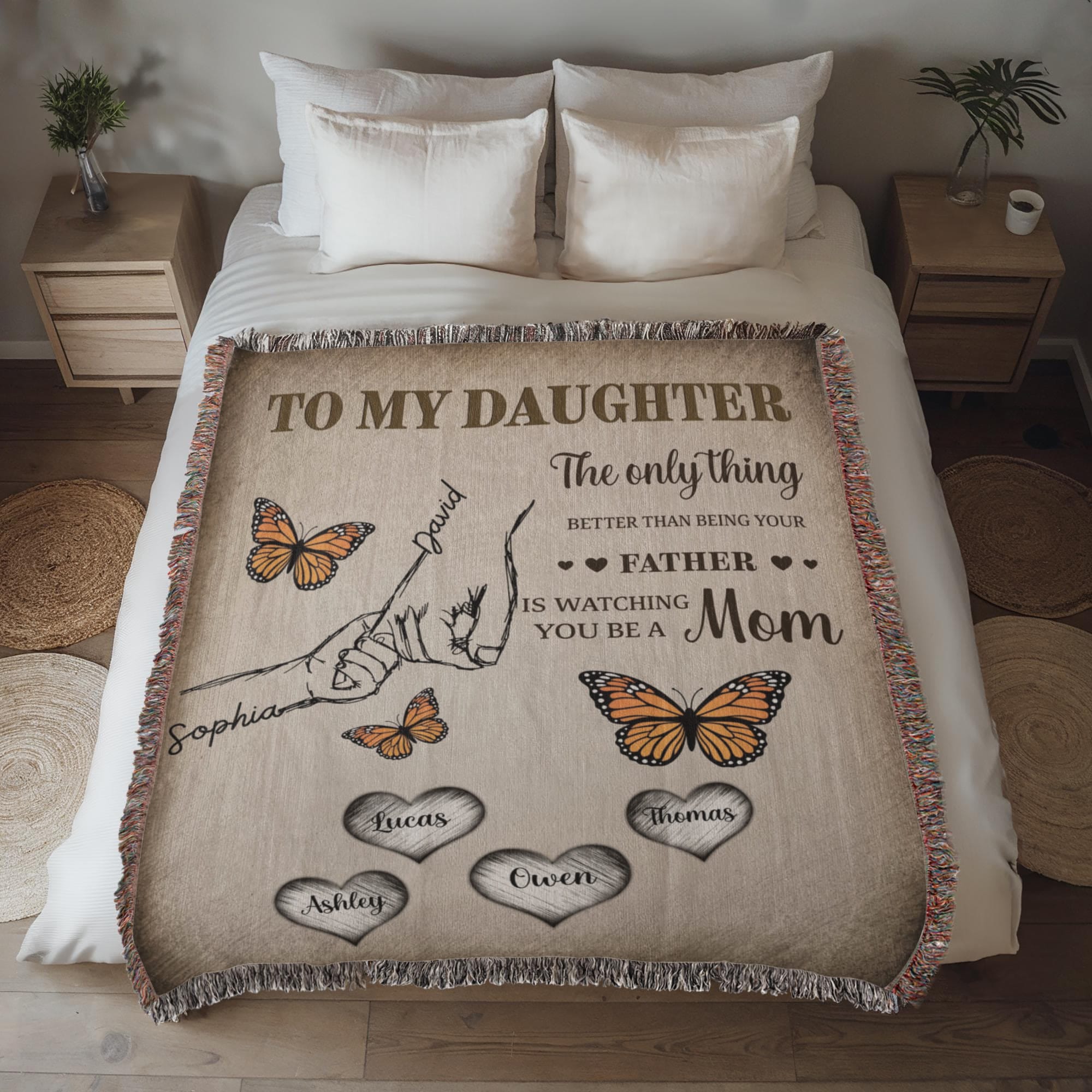 Blankets Personalized Daughter Woven Blanket – Custom Father to Daughter Gift Blanket with Names and Heartfelt Message Personalized Daughter Woven Blanket – Custom Father to Daughter Gift Blanket with Names and Heartfelt Message