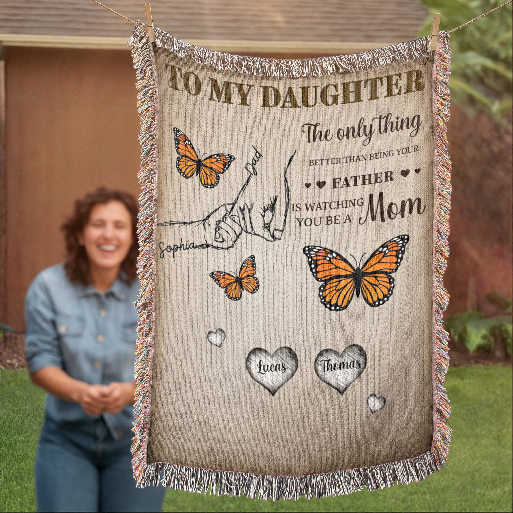 Blankets Personalized Daughter Woven Blanket – Custom Father to Daughter Gift Blanket with Names and Heartfelt Message Personalized Daughter Woven Blanket – Custom Father to Daughter Gift Blanket with Names and Heartfelt Message