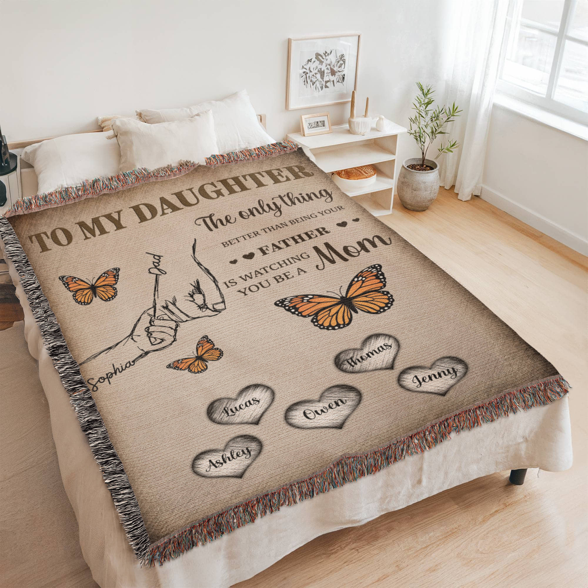 Blankets Personalized Daughter Woven Blanket – Custom Father to Daughter Gift Blanket with Names and Heartfelt Message Personalized Daughter Woven Blanket – Custom Father to Daughter Gift Blanket with Names and Heartfelt Message