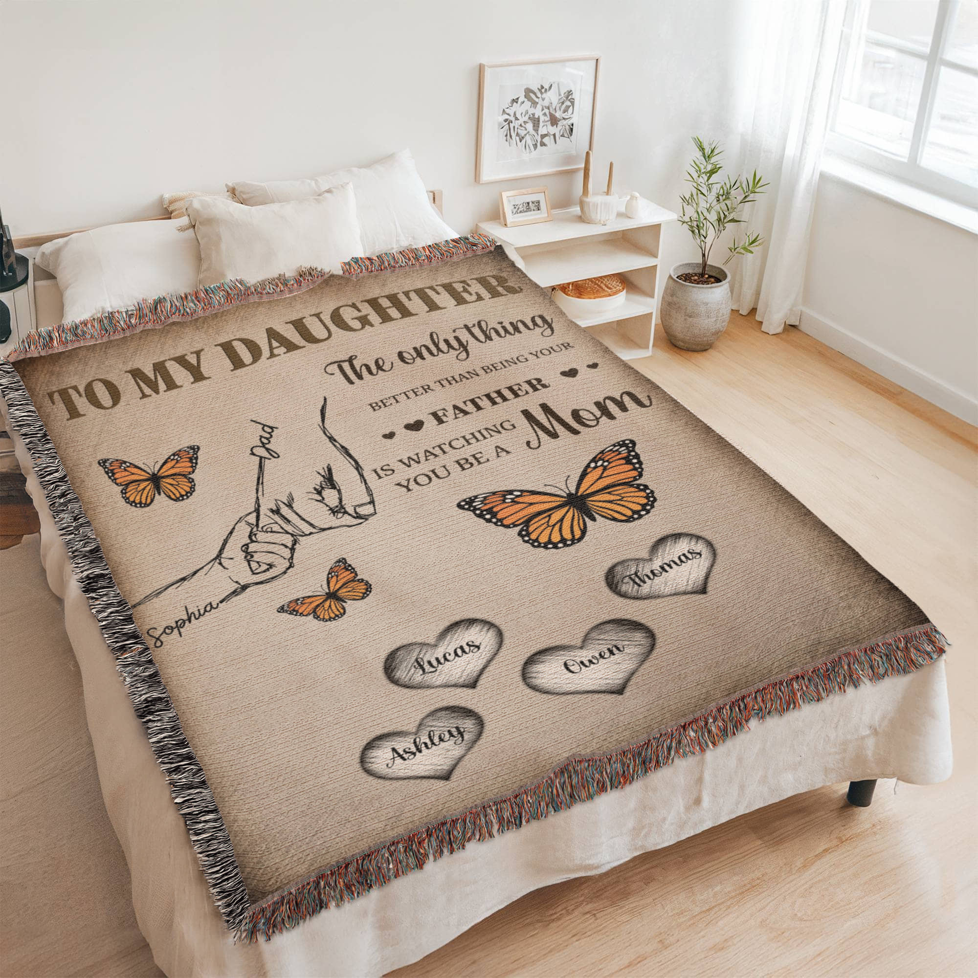 Blankets Personalized Daughter Woven Blanket – Custom Father to Daughter Gift Blanket with Names and Heartfelt Message Personalized Daughter Woven Blanket – Custom Father to Daughter Gift Blanket with Names and Heartfelt Message