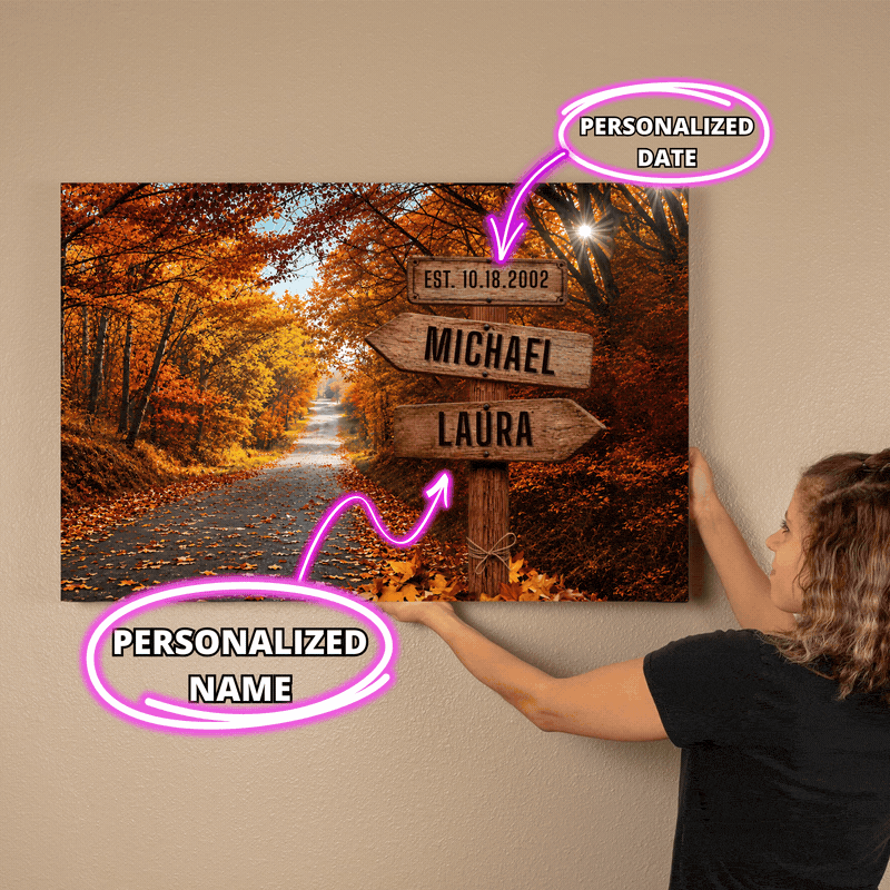 Wall Art Personalized Fall/Autumn Couple Canvas Wall Art Personalized Fall/Autumn Couple Canvas Wall Art