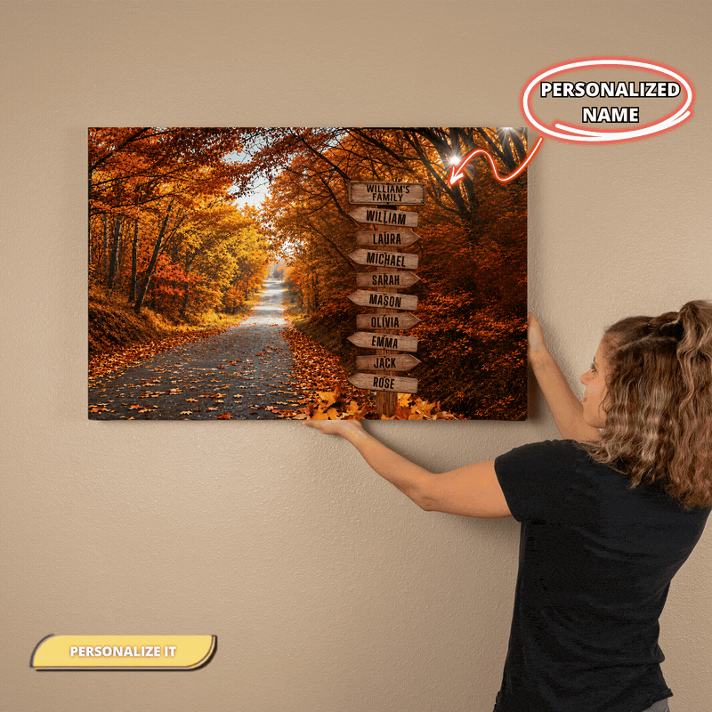 Wall Art Personalized Family Autumn Canvas | Custom Family Name Sign Wall Art | Fall Foliage Family Canvas |  Personalized Home Gift Personalized Family Autumn Canvas | Custom Family Name Sign Wall Art | Fall Foliage Family Canvas |  Personalized Home Gift