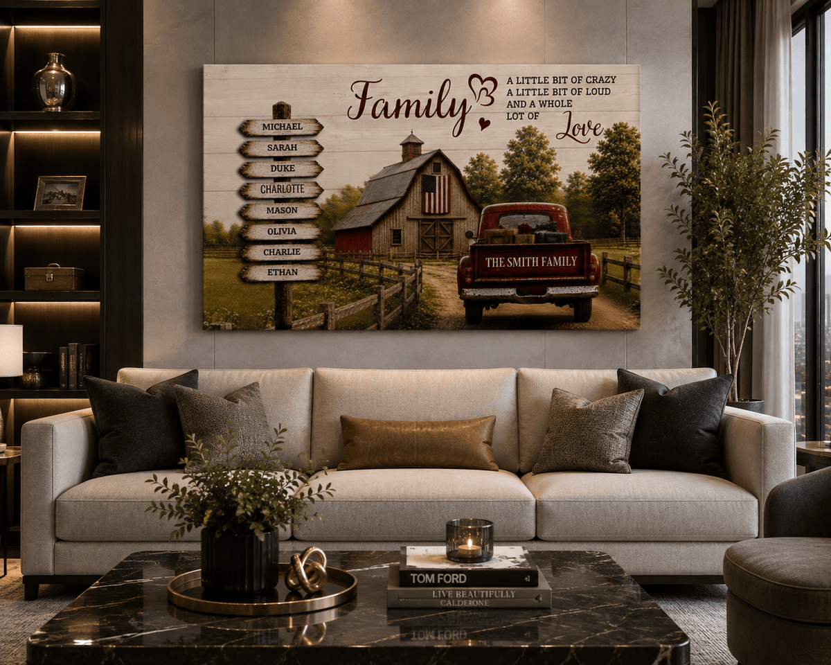 Prints Personalized Family Canvas, Custom Family Name Wall Art, Rustic Farmhouse Decor Personalized Family Canvas, Custom Family Name Wall Art, Rustic Farmhouse Decor