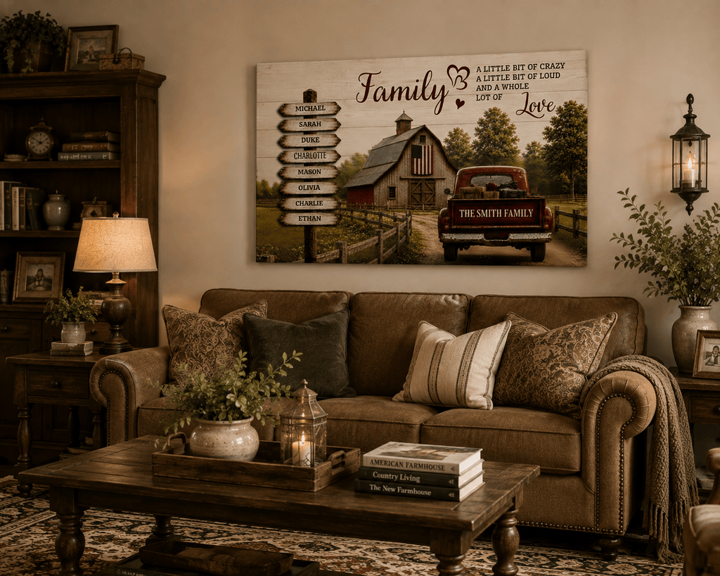 Prints Personalized Family Canvas, Custom Family Name Wall Art, Rustic Farmhouse Decor Personalized Family Canvas, Custom Family Name Wall Art, Rustic Farmhouse Decor