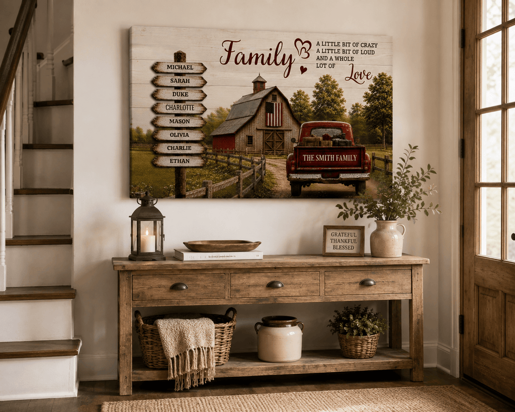 Prints Personalized Family Canvas, Custom Family Name Wall Art, Rustic Farmhouse Decor Personalized Family Canvas, Custom Family Name Wall Art, Rustic Farmhouse Decor