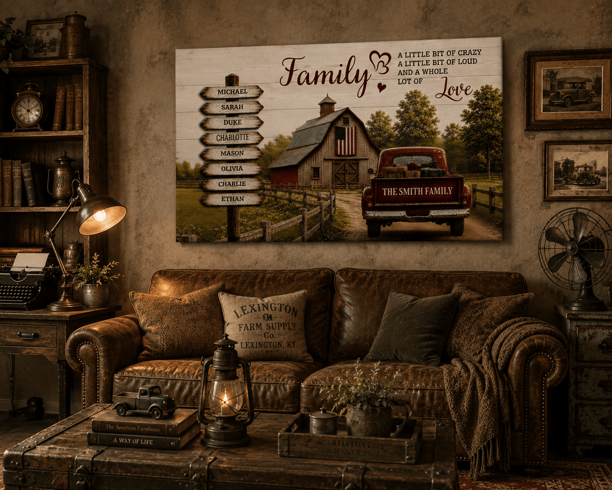 Prints Personalized Family Canvas, Custom Family Name Wall Art, Rustic Farmhouse Decor Personalized Family Canvas, Custom Family Name Wall Art, Rustic Farmhouse Decor