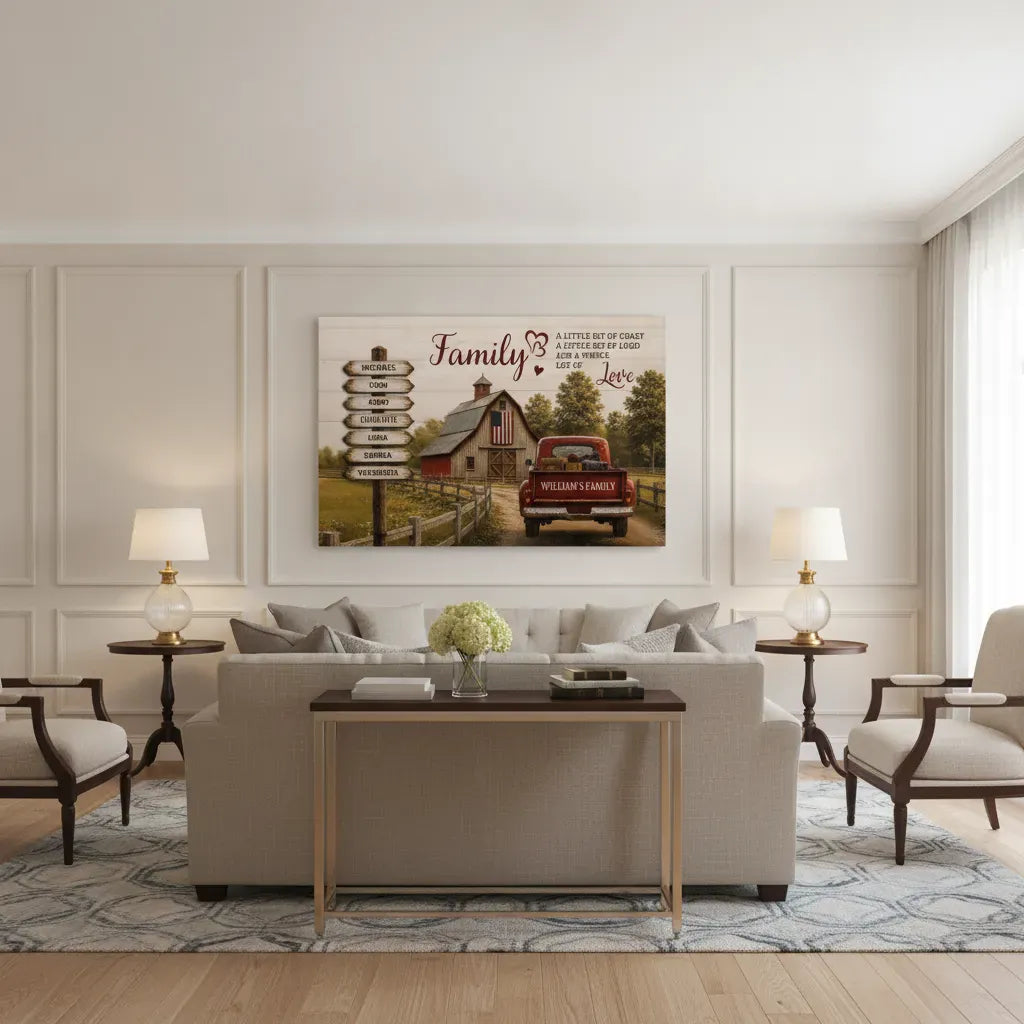 Prints Personalized Family Canvas, Custom Family Name Wall Art, Rustic Farmhouse Decor Personalized Family Canvas, Custom Family Name Wall Art, Rustic Farmhouse Decor