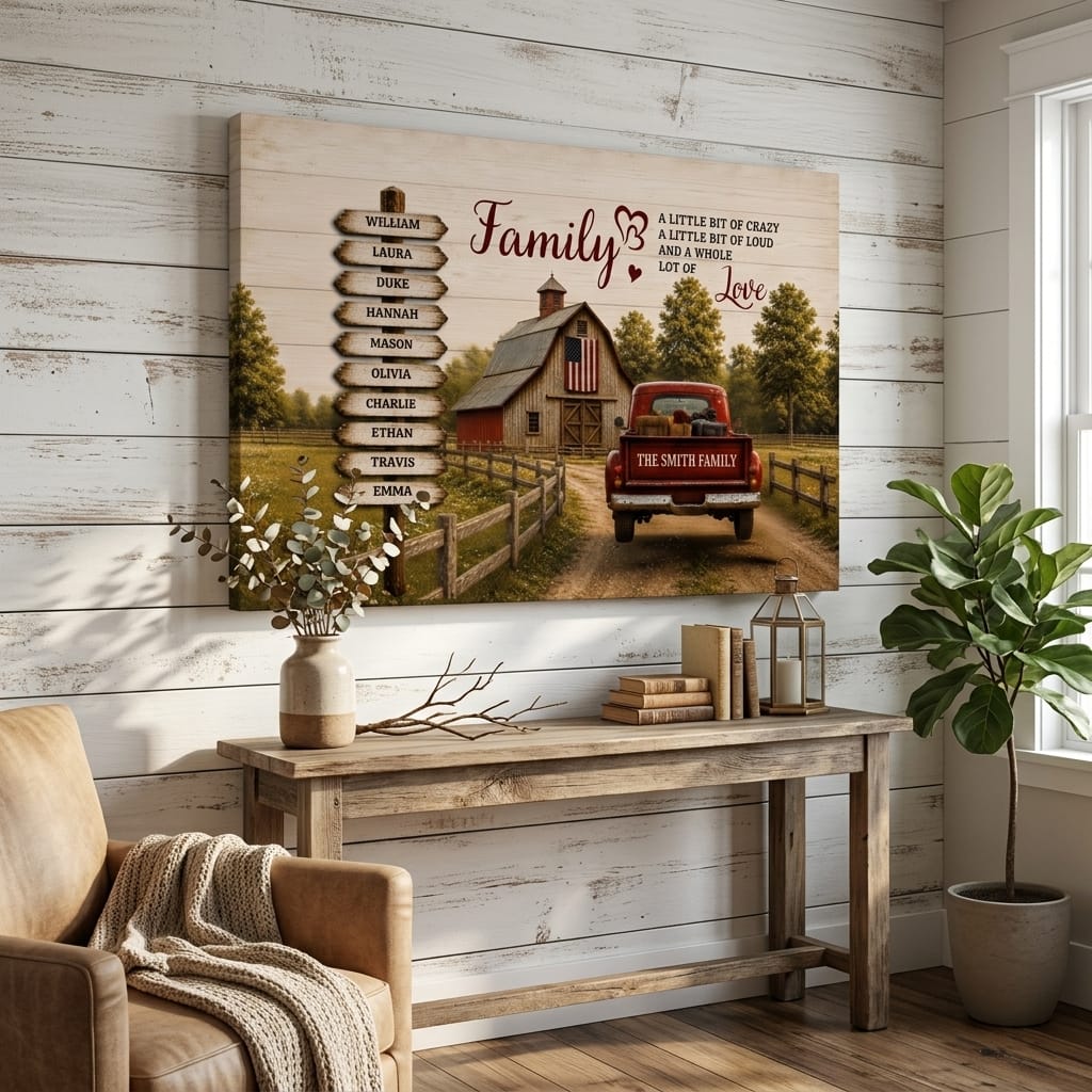 Prints Personalized Family Canvas, Custom Family Name Wall Art, Rustic Farmhouse Decor Personalized Family Canvas, Custom Family Name Wall Art, Rustic Farmhouse Decor