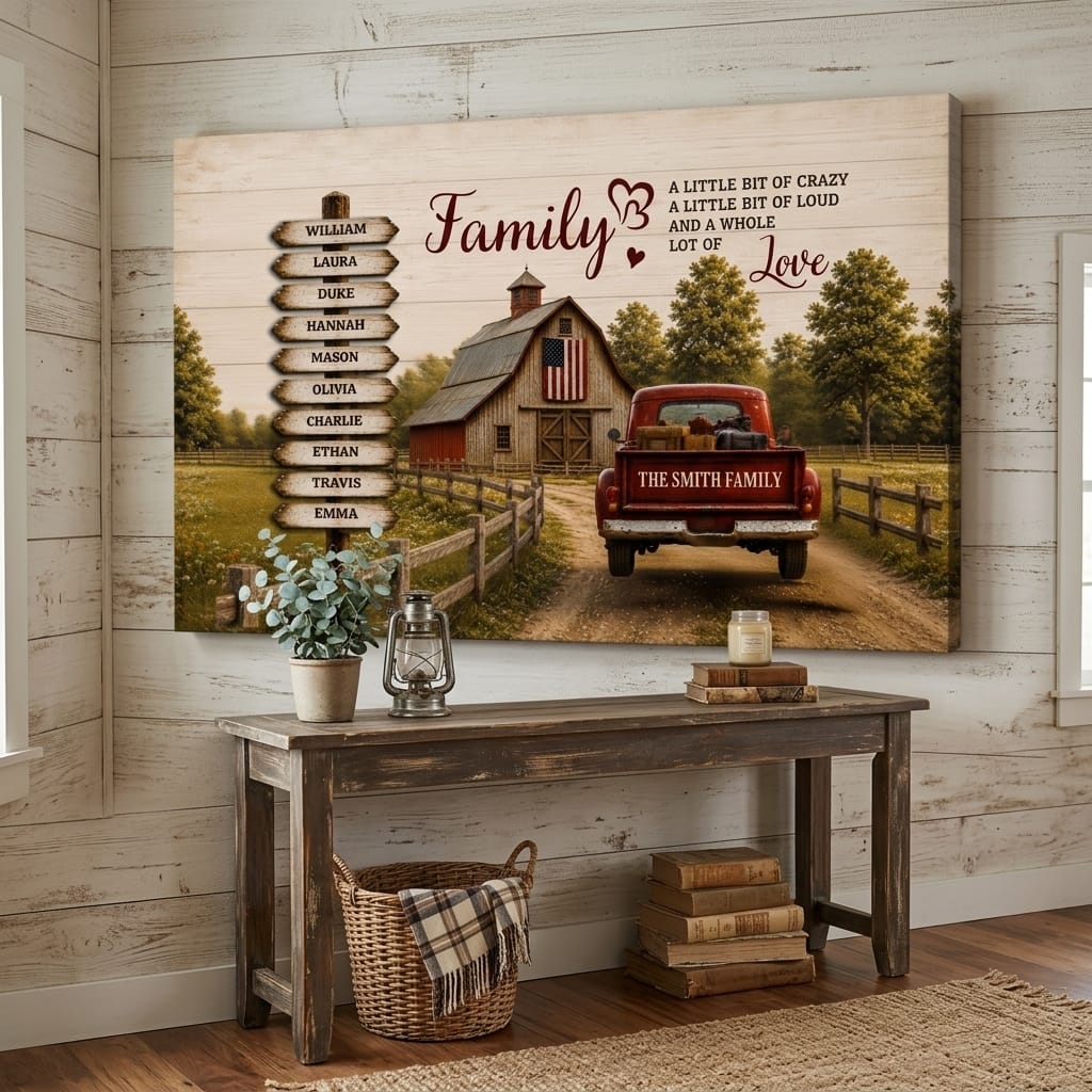 Prints Personalized Family Canvas, Custom Family Name Wall Art, Rustic Farmhouse Decor Personalized Family Canvas, Custom Family Name Wall Art, Rustic Farmhouse Decor