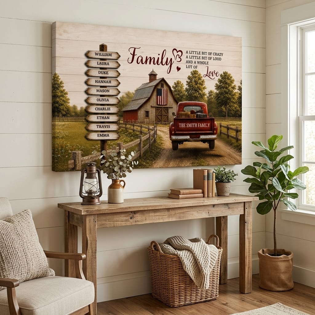 Prints Personalized Family Canvas, Custom Family Name Wall Art, Rustic Farmhouse Decor Personalized Family Canvas, Custom Family Name Wall Art, Rustic Farmhouse Decor