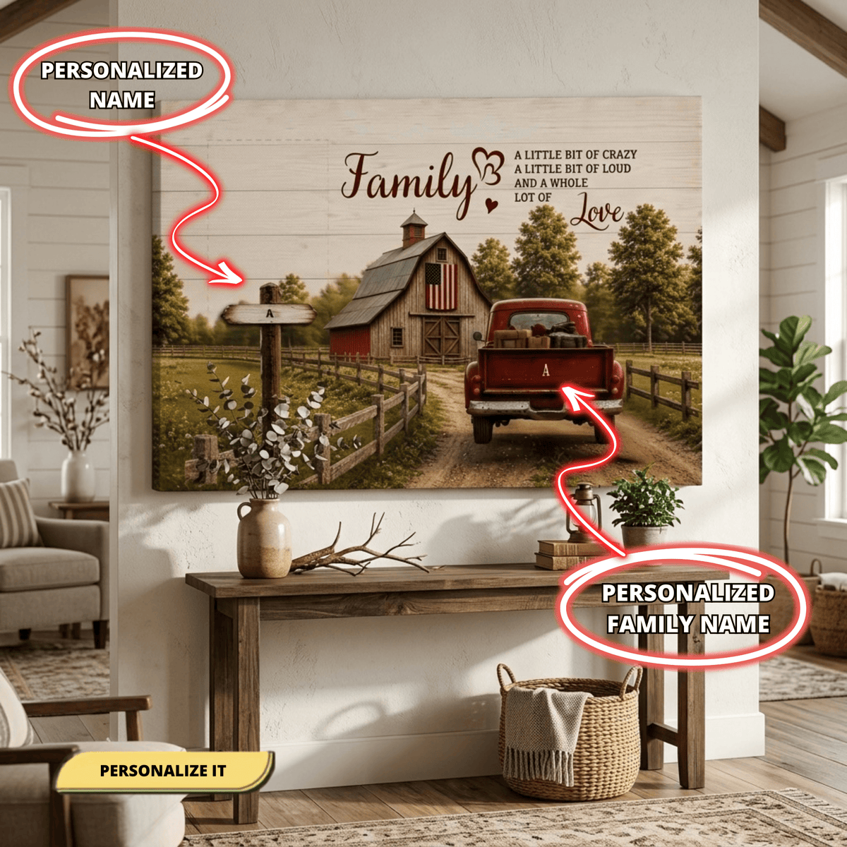 Prints Personalized Family Canvas, Custom Family Name Wall Art, Rustic Farmhouse Decor Personalized Family Canvas, Custom Family Name Wall Art, Rustic Farmhouse Decor