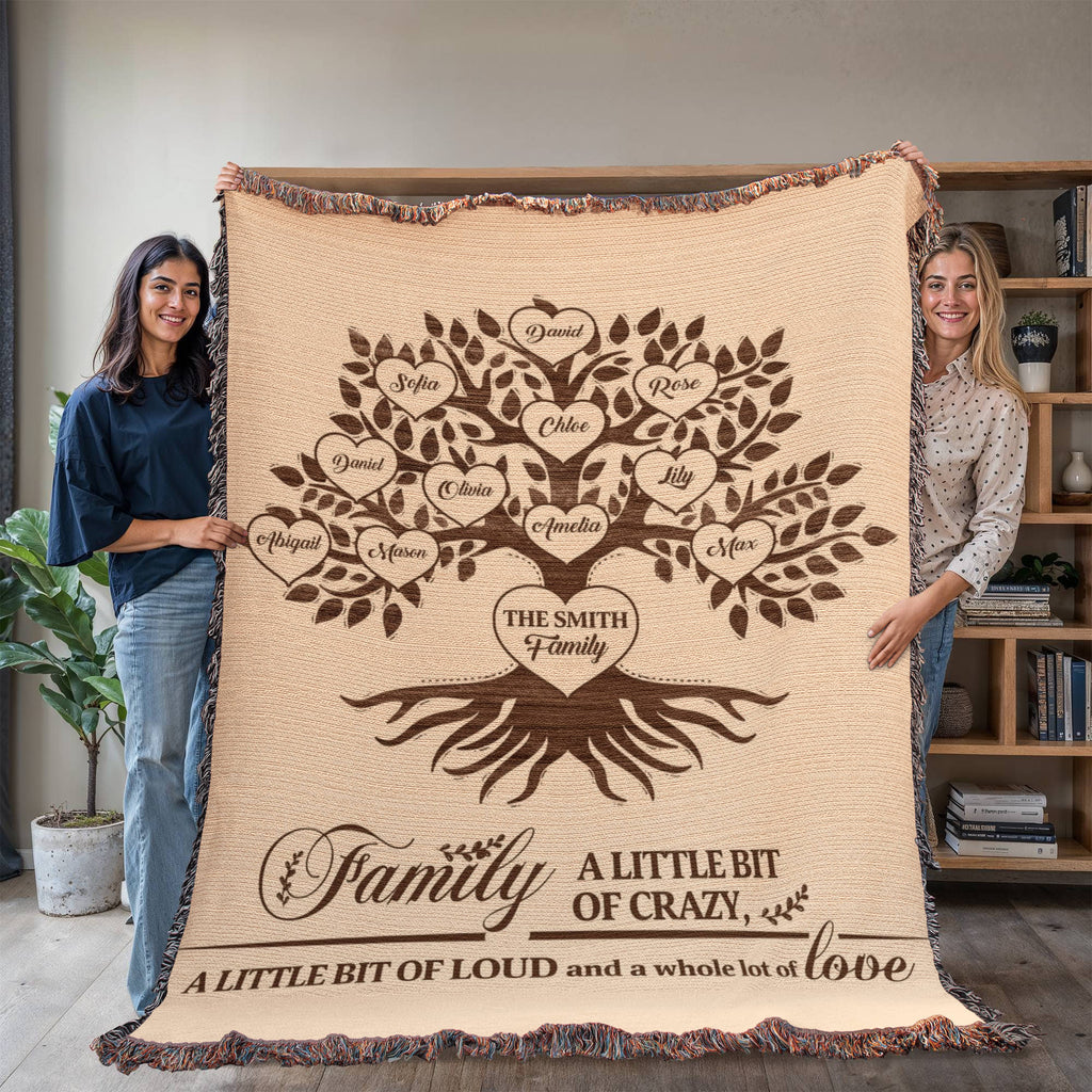 Personalized Family Tree Blanket, Custom Family Name Blanket, Woven Throw with Names, Family Quote Blanket, Housewarming Gift, Family Gift Personalized Family Tree Blanket, Custom Family Name Blanket, Woven Throw with Names, Family Quote Blanket, Housewarming Gift, Family Gift