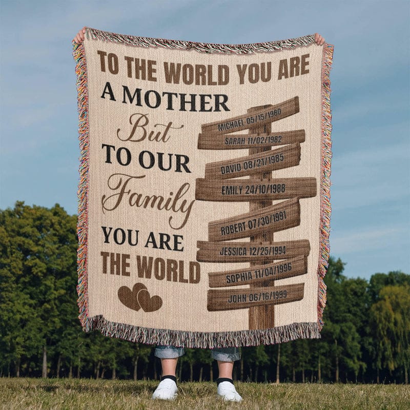 Blankets Personalized Mom Blanket – To The World You Are A Mother Woven Throw, Custom Name Gift for Mom, Mother’s Day Gift from Kids Personalized Mom Blanket – To The World You Are A Mother Woven Throw, Custom Name Gift for Mom, Mother’s Day Gift from Kids
