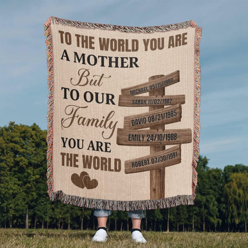 Blankets Personalized Mom Blanket – To The World You Are A Mother Woven Throw, Custom Name Gift for Mom, Mother’s Day Gift from Kids Personalized Mom Blanket – To The World You Are A Mother Woven Throw, Custom Name Gift for Mom, Mother’s Day Gift from Kids