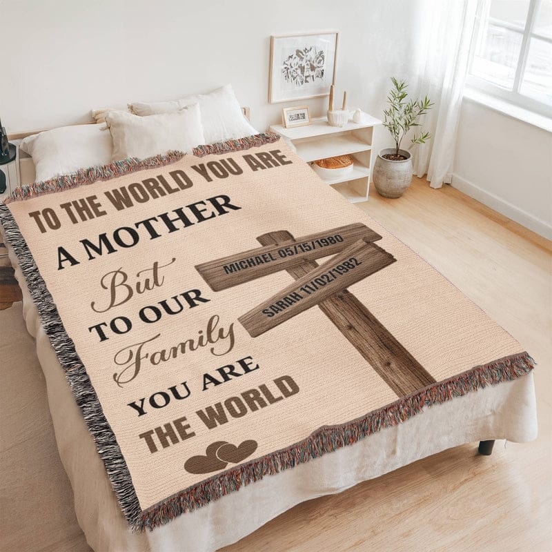Blankets Personalized Mom Blanket – To The World You Are A Mother Woven Throw, Custom Name Gift for Mom, Mother’s Day Gift from Kids Personalized Mom Blanket – To The World You Are A Mother Woven Throw, Custom Name Gift for Mom, Mother’s Day Gift from Kids