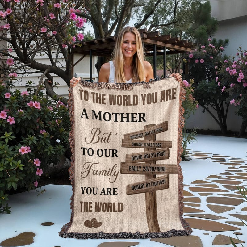Blankets Personalized Mom Blanket – To The World You Are A Mother Woven Throw, Custom Name Gift for Mom, Mother’s Day Gift from Kids Personalized Mom Blanket – To The World You Are A Mother Woven Throw, Custom Name Gift for Mom, Mother’s Day Gift from Kids