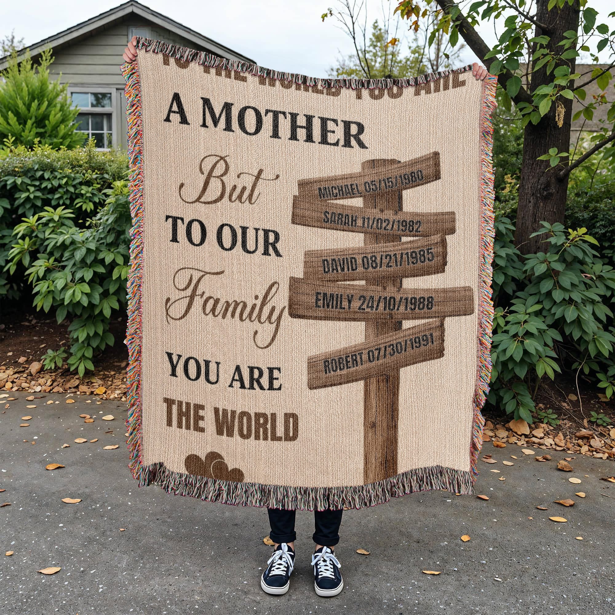 Blankets Personalized Mom Blanket – To The World You Are A Mother Woven Throw, Custom Name Gift for Mom, Mother’s Day Gift from Kids Personalized Mom Blanket – To The World You Are A Mother Woven Throw, Custom Name Gift for Mom, Mother’s Day Gift from Kids