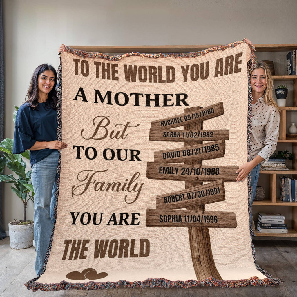 Blankets Personalized Mom Blanket – To The World You Are A Mother Woven Throw, Custom Name Gift for Mom, Mother’s Day Gift from Kids Personalized Mom Blanket – To The World You Are A Mother Woven Throw, Custom Name Gift for Mom, Mother’s Day Gift from Kids