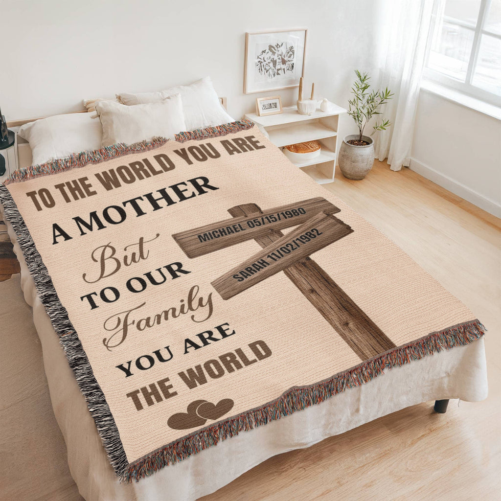 Blankets Personalized Mom Blanket – To The World You Are A Mother Woven Throw, Custom Name Gift for Mom, Mother’s Day Gift from Kids Personalized Mom Blanket – To The World You Are A Mother Woven Throw, Custom Name Gift for Mom, Mother’s Day Gift from Kids