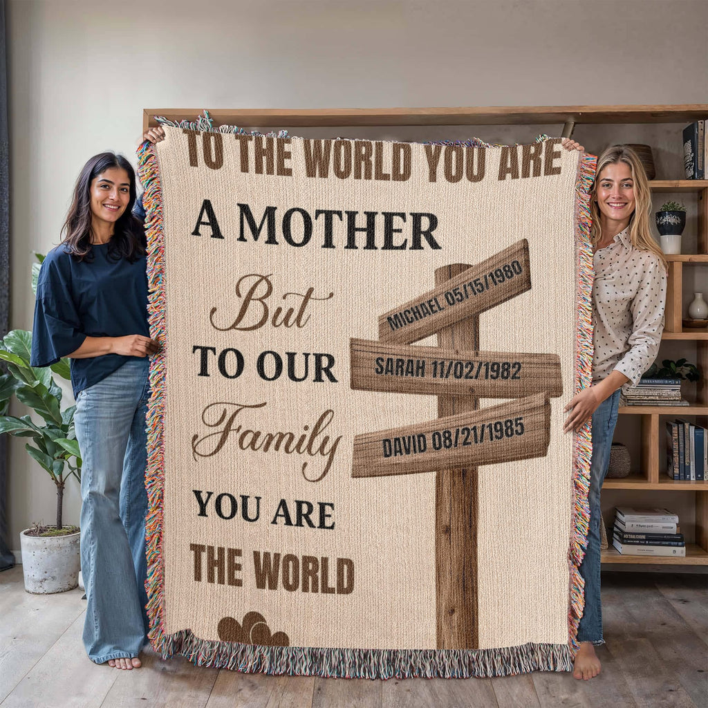 Blankets Personalized Mom Blanket – To The World You Are A Mother Woven Throw, Custom Name Gift for Mom, Mother’s Day Gift from Kids Personalized Mom Blanket – To The World You Are A Mother Woven Throw, Custom Name Gift for Mom, Mother’s Day Gift from Kids
