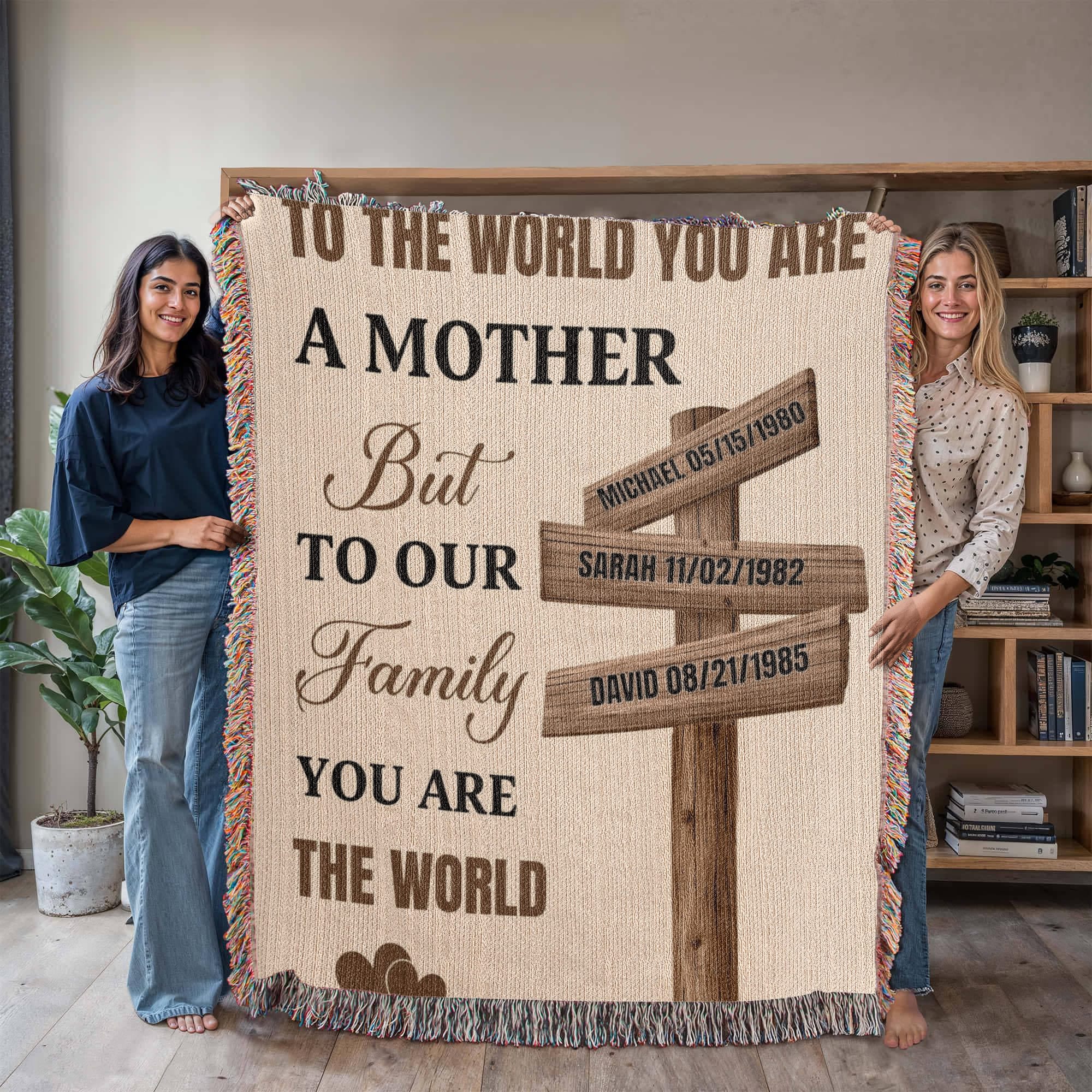 Blankets Personalized Mom Blanket – To The World You Are A Mother Woven Throw, Custom Name Gift for Mom, Mother’s Day Gift from Kids Personalized Mom Blanket – To The World You Are A Mother Woven Throw, Custom Name Gift for Mom, Mother’s Day Gift from Kids