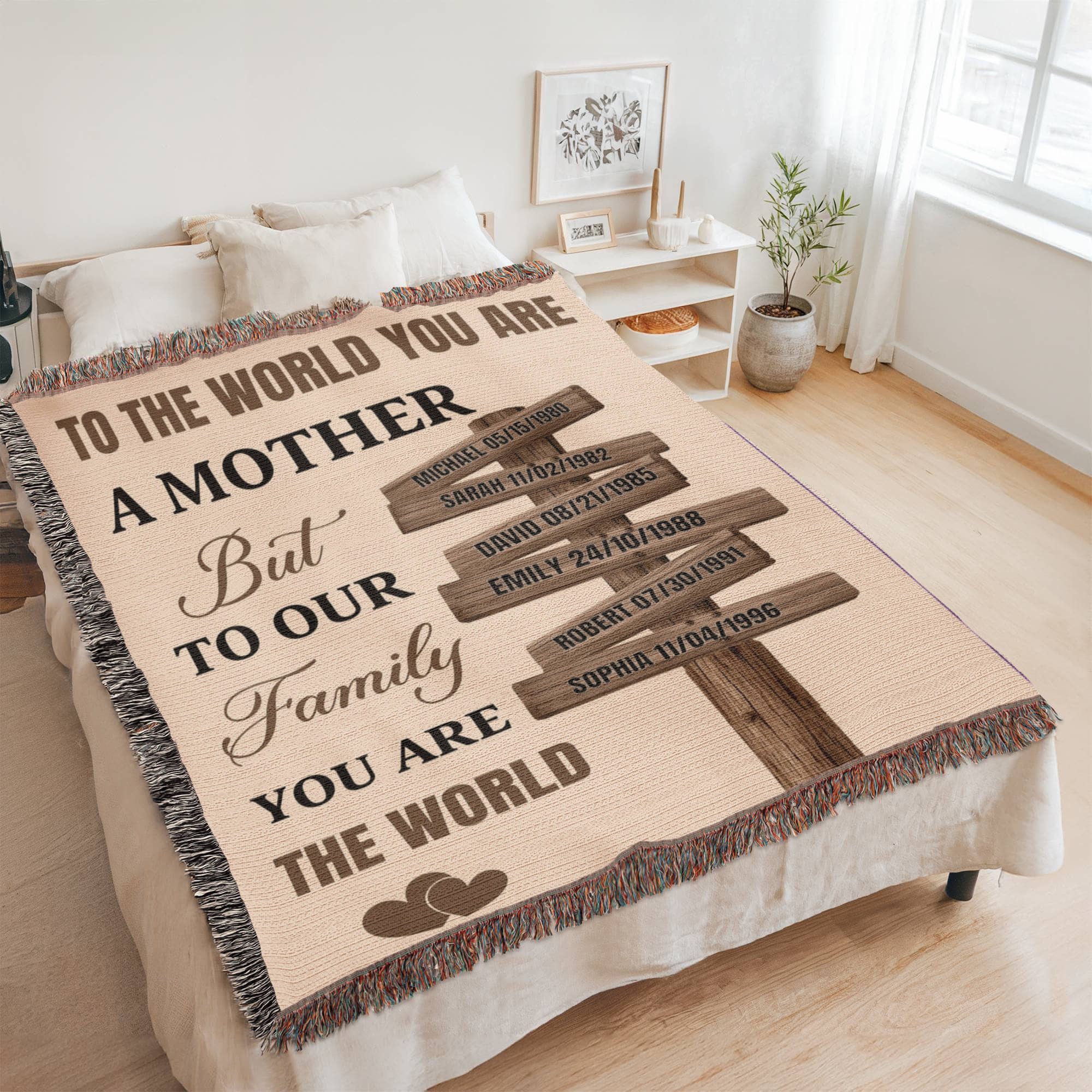 Blankets Personalized Mom Blanket – To The World You Are A Mother Woven Throw, Custom Name Gift for Mom, Mother’s Day Gift from Kids Personalized Mom Blanket – To The World You Are A Mother Woven Throw, Custom Name Gift for Mom, Mother’s Day Gift from Kids