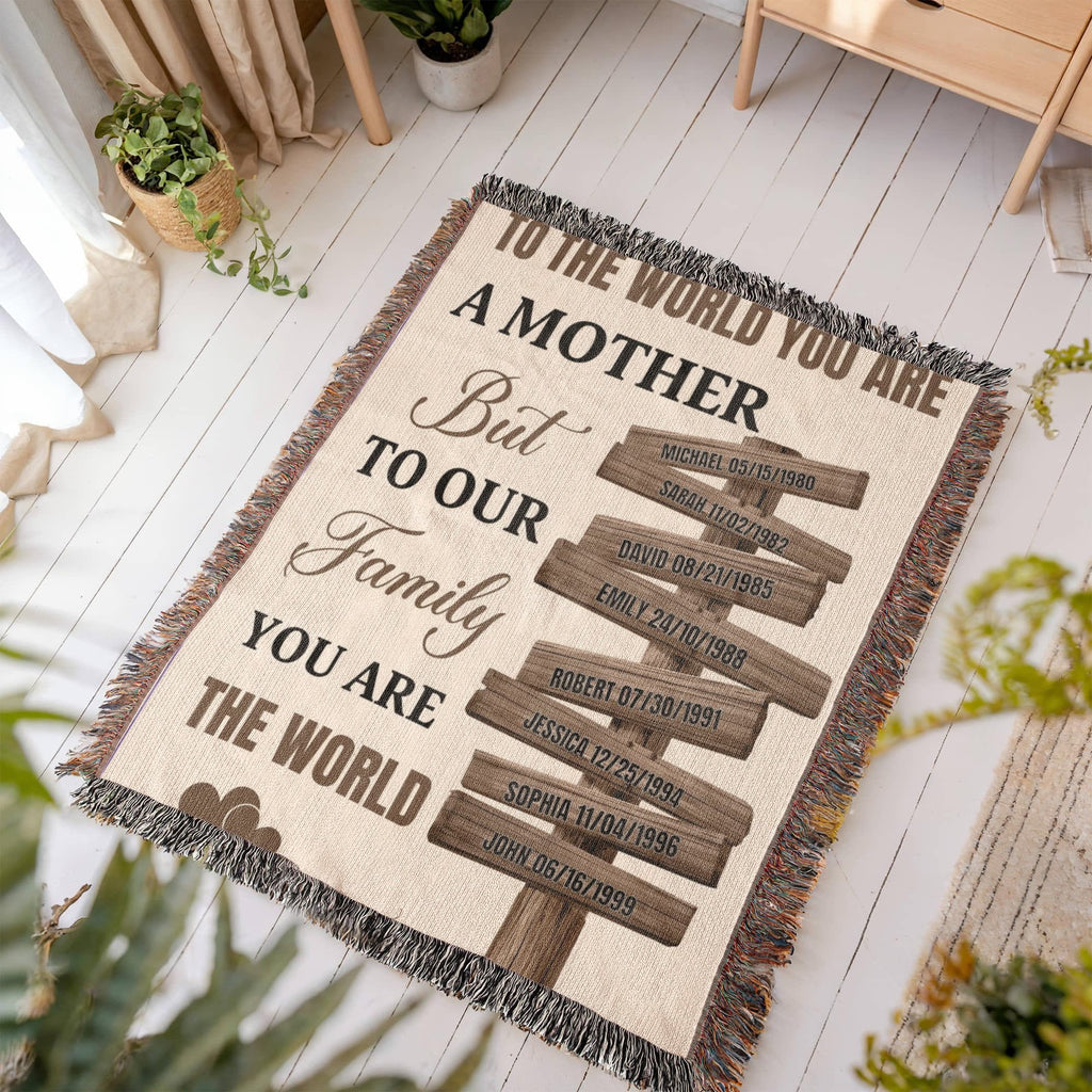 Blankets Personalized Mom Blanket – To The World You Are A Mother Woven Throw, Custom Name Gift for Mom, Mother’s Day Gift from Kids Personalized Mom Blanket – To The World You Are A Mother Woven Throw, Custom Name Gift for Mom, Mother’s Day Gift from Kids
