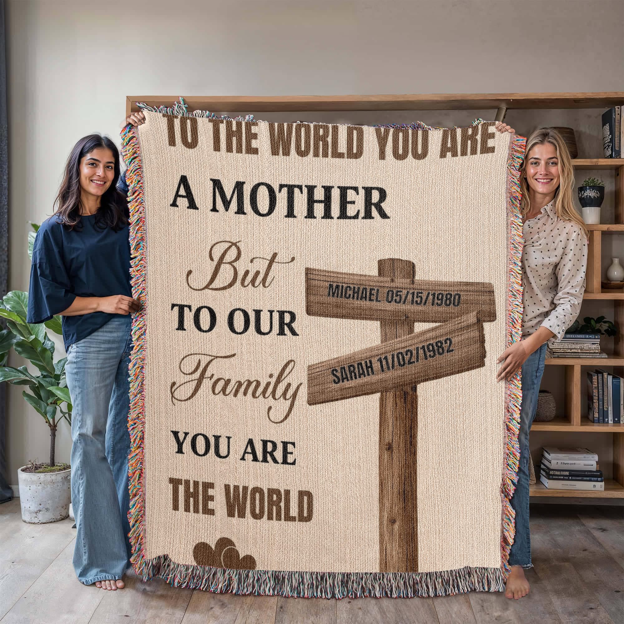 Blankets Personalized Mom Blanket – To The World You Are A Mother Woven Throw, Custom Name Gift for Mom, Mother’s Day Gift from Kids Personalized Mom Blanket – To The World You Are A Mother Woven Throw, Custom Name Gift for Mom, Mother’s Day Gift from Kids