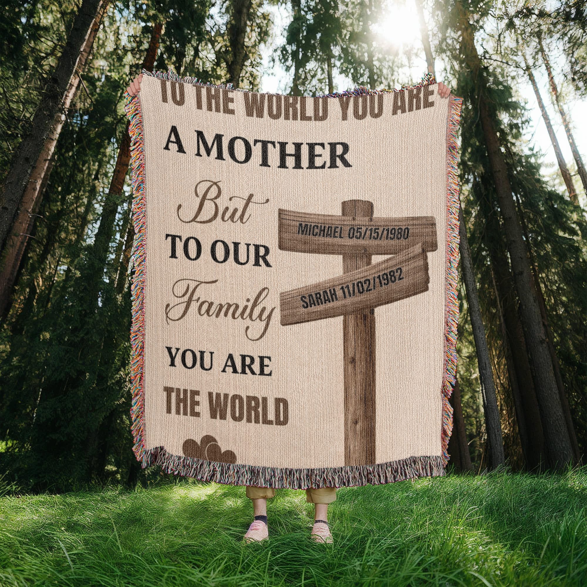 Blankets Personalized Mom Blanket – To The World You Are A Mother Woven Throw, Custom Name Gift for Mom, Mother’s Day Gift from Kids Personalized Mom Blanket – To The World You Are A Mother Woven Throw, Custom Name Gift for Mom, Mother’s Day Gift from Kids