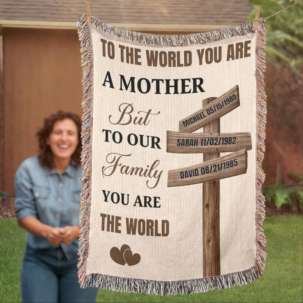 Blankets Personalized Mom Blanket – To The World You Are A Mother Woven Throw, Custom Name Gift for Mom, Mother’s Day Gift from Kids Personalized Mom Blanket – To The World You Are A Mother Woven Throw, Custom Name Gift for Mom, Mother’s Day Gift from Kids