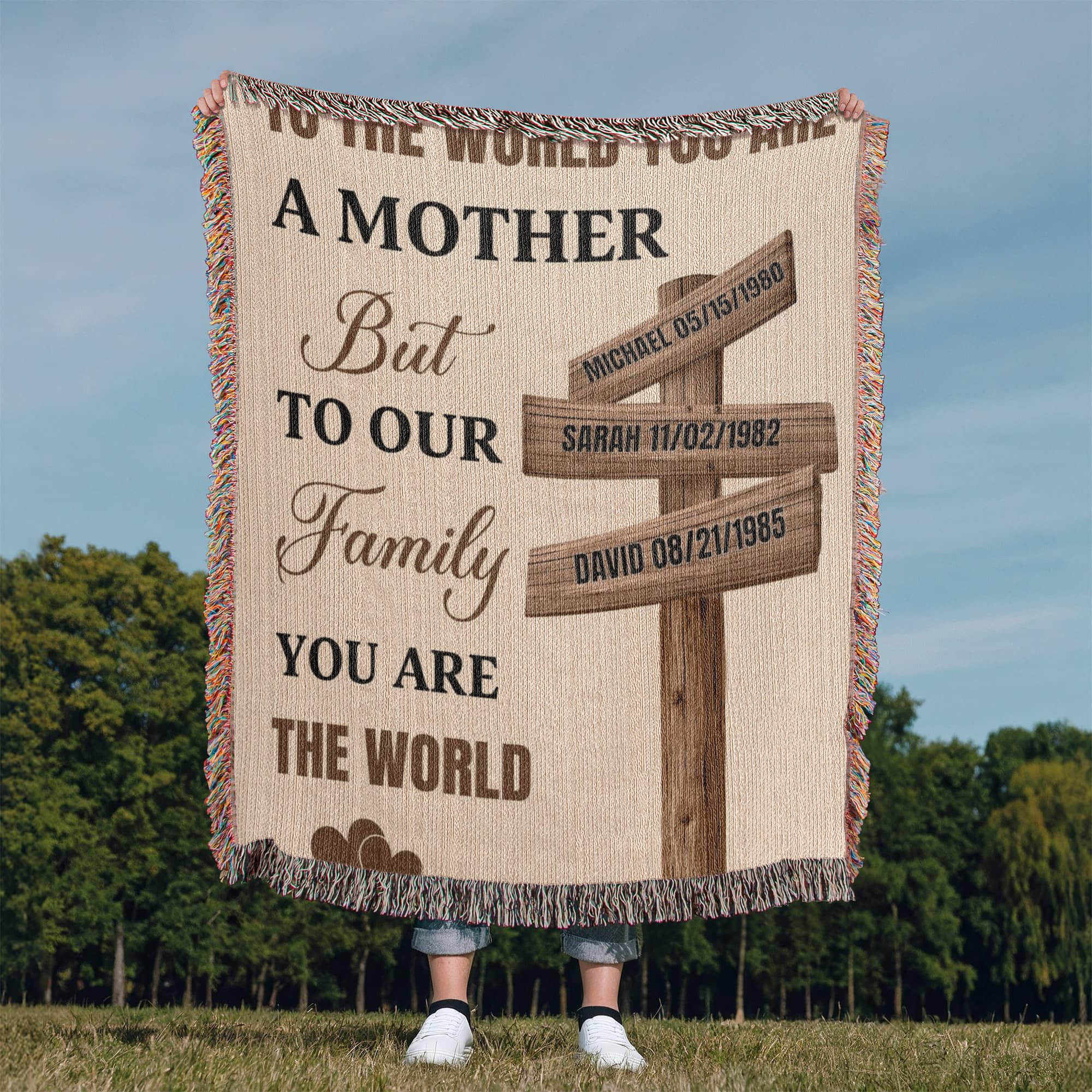 Blankets Personalized Mom Blanket – To The World You Are A Mother Woven Throw, Custom Name Gift for Mom, Mother’s Day Gift from Kids Personalized Mom Blanket – To The World You Are A Mother Woven Throw, Custom Name Gift for Mom, Mother’s Day Gift from Kids