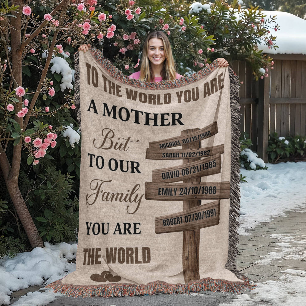 Blankets Personalized Mom Blanket – To The World You Are A Mother Woven Throw, Custom Name Gift for Mom, Mother’s Day Gift from Kids Personalized Mom Blanket – To The World You Are A Mother Woven Throw, Custom Name Gift for Mom, Mother’s Day Gift from Kids