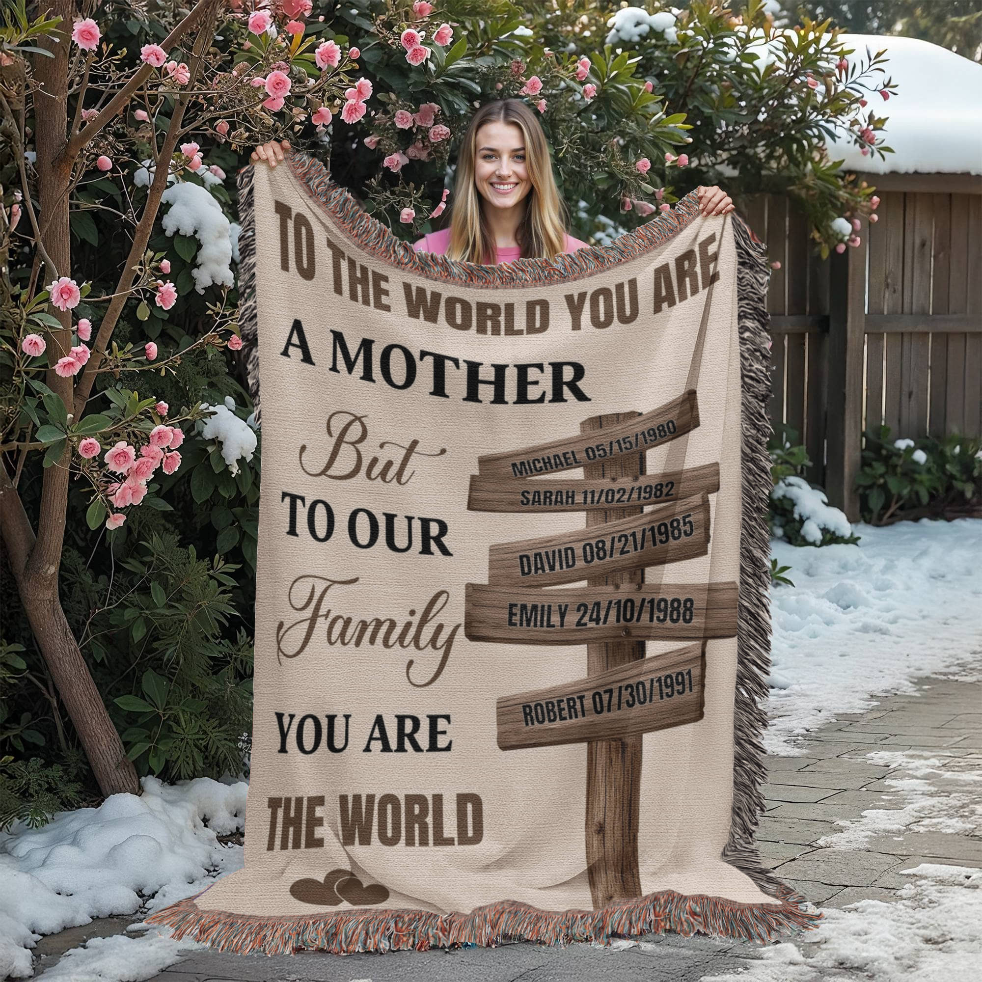 Blankets Personalized Mom Blanket – To The World You Are A Mother Woven Throw, Custom Name Gift for Mom, Mother’s Day Gift from Kids Personalized Mom Blanket – To The World You Are A Mother Woven Throw, Custom Name Gift for Mom, Mother’s Day Gift from Kids
