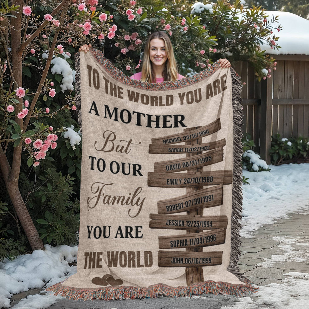 Blankets Personalized Mom Blanket – To The World You Are A Mother Woven Throw, Custom Name Gift for Mom, Mother’s Day Gift from Kids Personalized Mom Blanket – To The World You Are A Mother Woven Throw, Custom Name Gift for Mom, Mother’s Day Gift from Kids