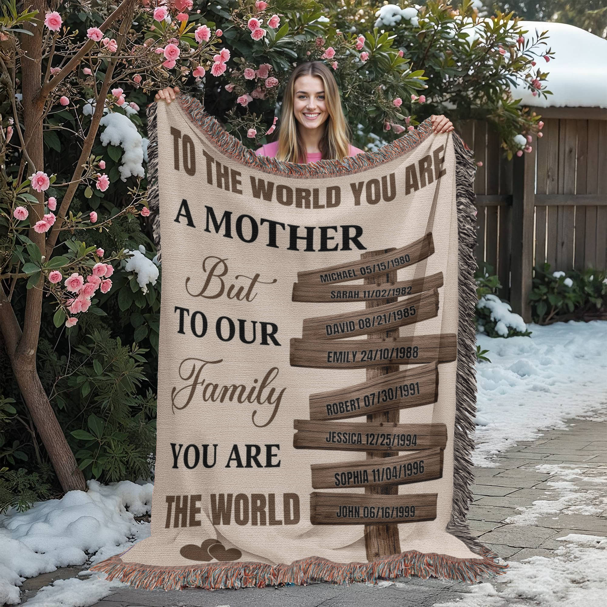 Blankets Personalized Mom Blanket – To The World You Are A Mother Woven Throw, Custom Name Gift for Mom, Mother’s Day Gift from Kids Personalized Mom Blanket – To The World You Are A Mother Woven Throw, Custom Name Gift for Mom, Mother’s Day Gift from Kids