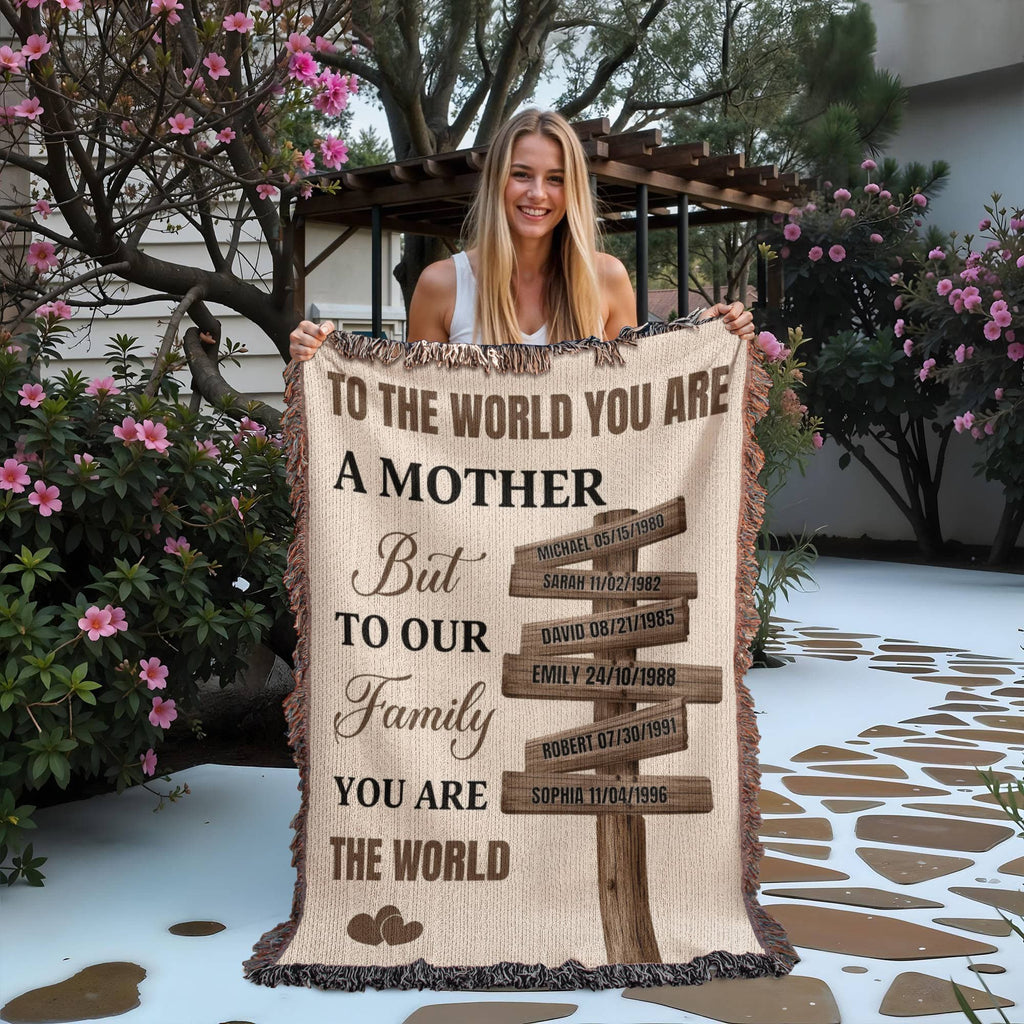 Blankets Personalized Mom Blanket – To The World You Are A Mother Woven Throw, Custom Name Gift for Mom, Mother’s Day Gift from Kids Personalized Mom Blanket – To The World You Are A Mother Woven Throw, Custom Name Gift for Mom, Mother’s Day Gift from Kids