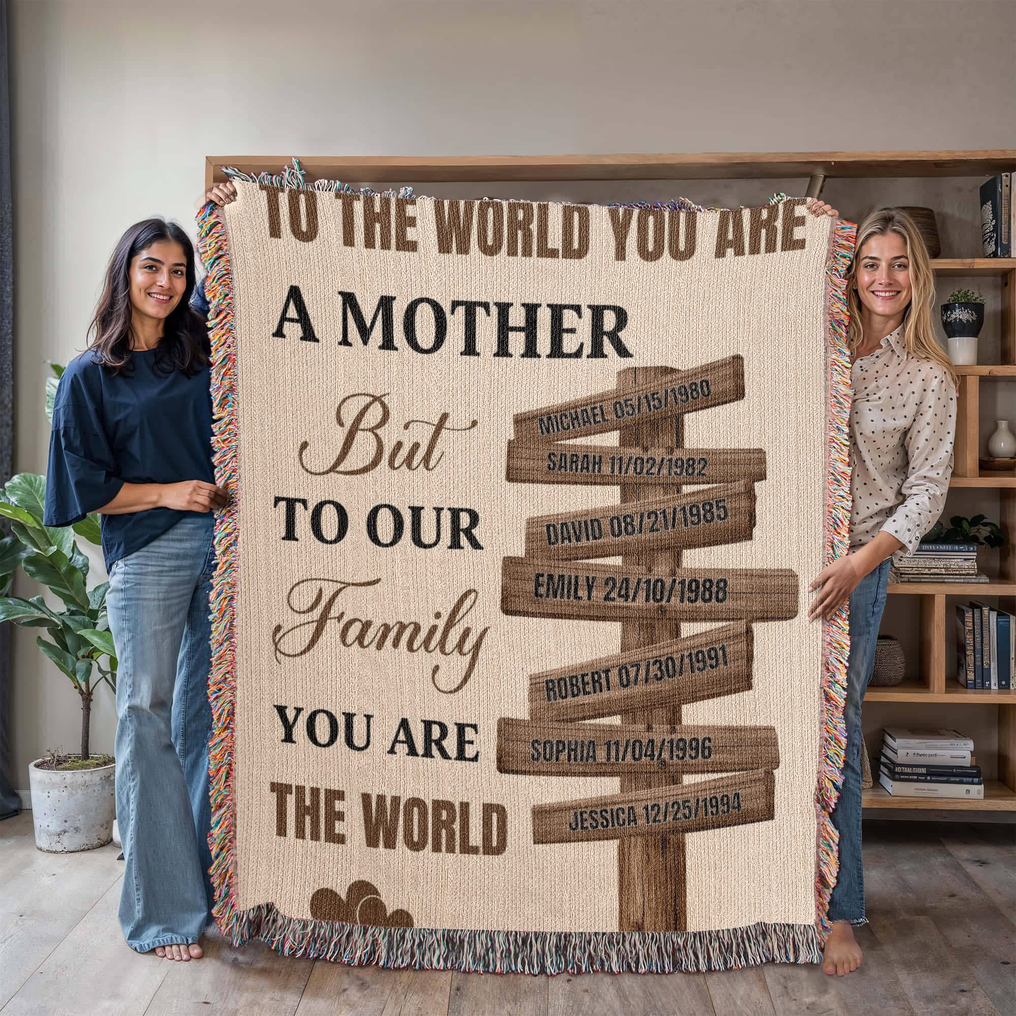 Blankets Personalized Mom Blanket – To The World You Are A Mother Woven Throw, Custom Name Gift for Mom, Mother’s Day Gift from Kids Personalized Mom Blanket – To The World You Are A Mother Woven Throw, Custom Name Gift for Mom, Mother’s Day Gift from Kids