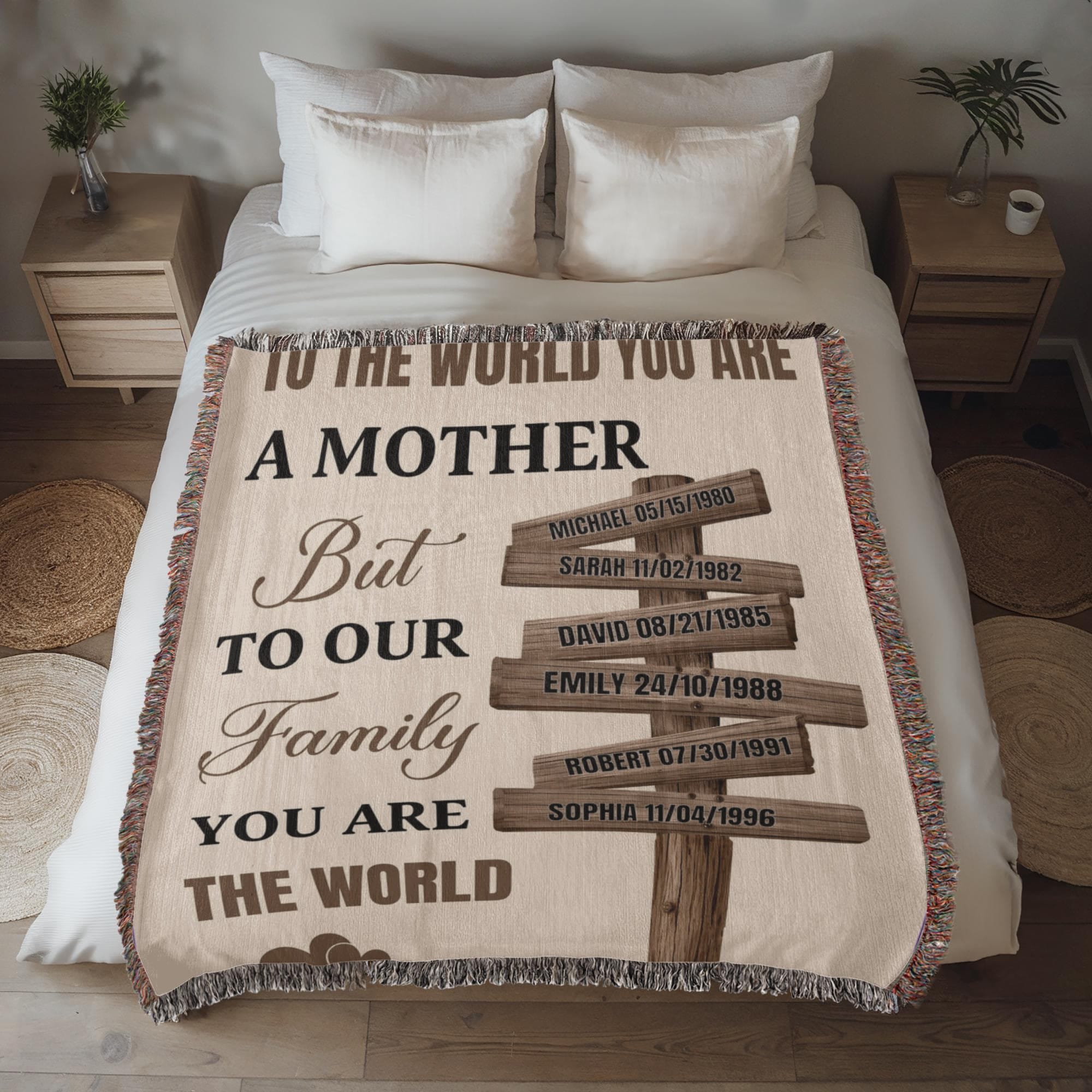 Blankets Personalized Mom Blanket – To The World You Are A Mother Woven Throw, Custom Name Gift for Mom, Mother’s Day Gift from Kids Personalized Mom Blanket – To The World You Are A Mother Woven Throw, Custom Name Gift for Mom, Mother’s Day Gift from Kids